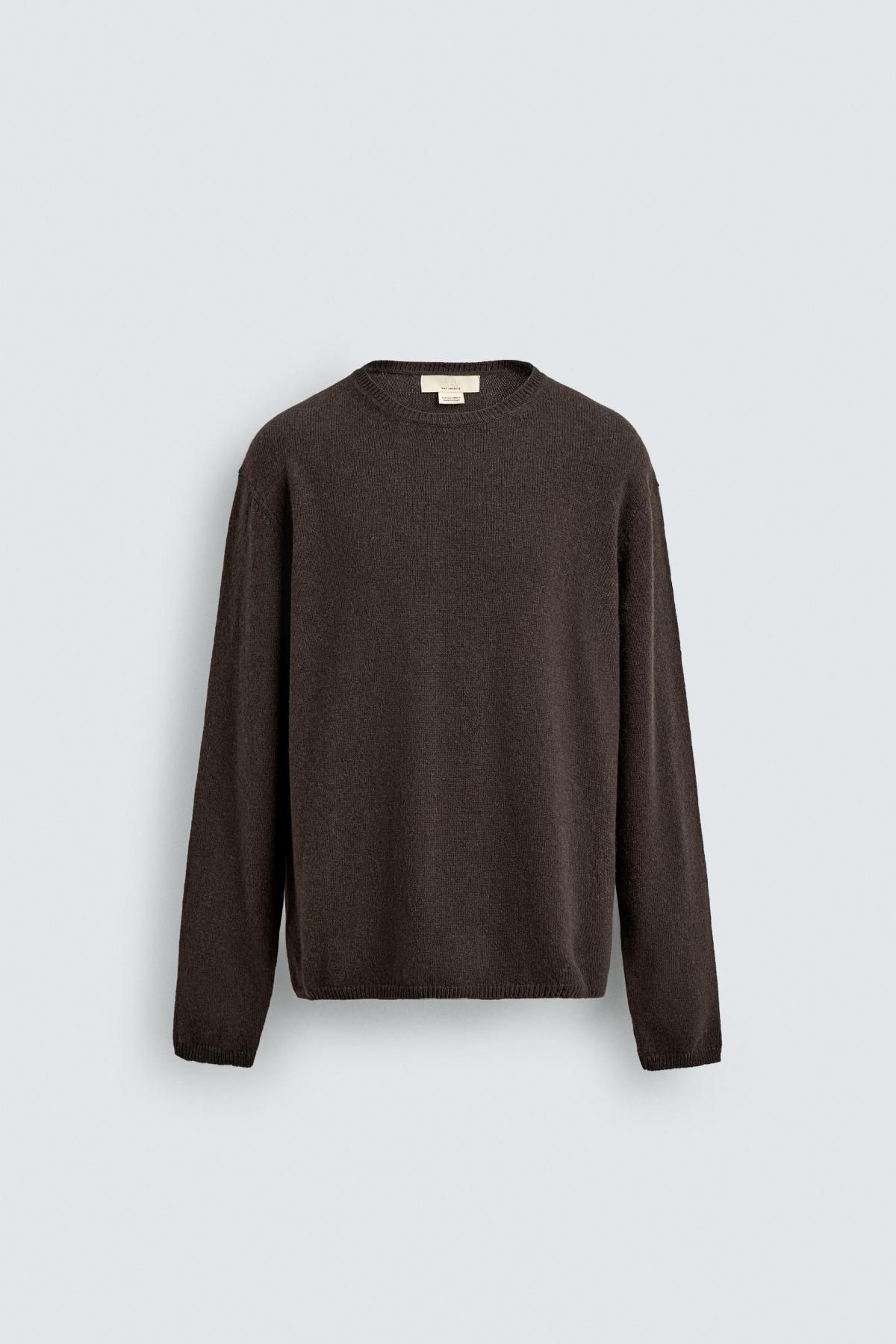 자라 한정판 울블렌드 라운드 니트 스웨터 0693/318 BROWN - 메인 이미지