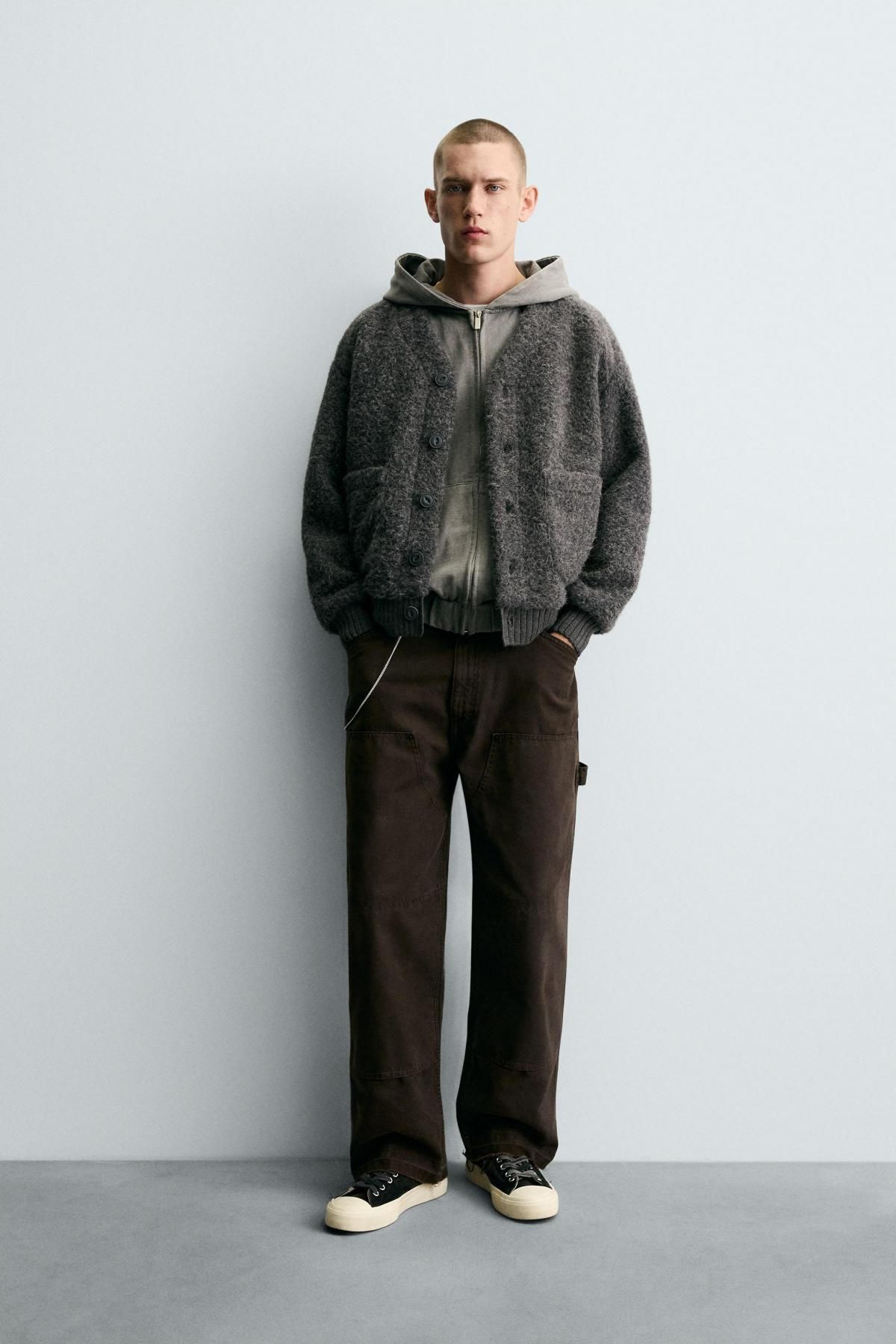 자라 텍스처 브이넥 퍼 포켓 가디건 8281/431 GREY - 상세 이미지 2