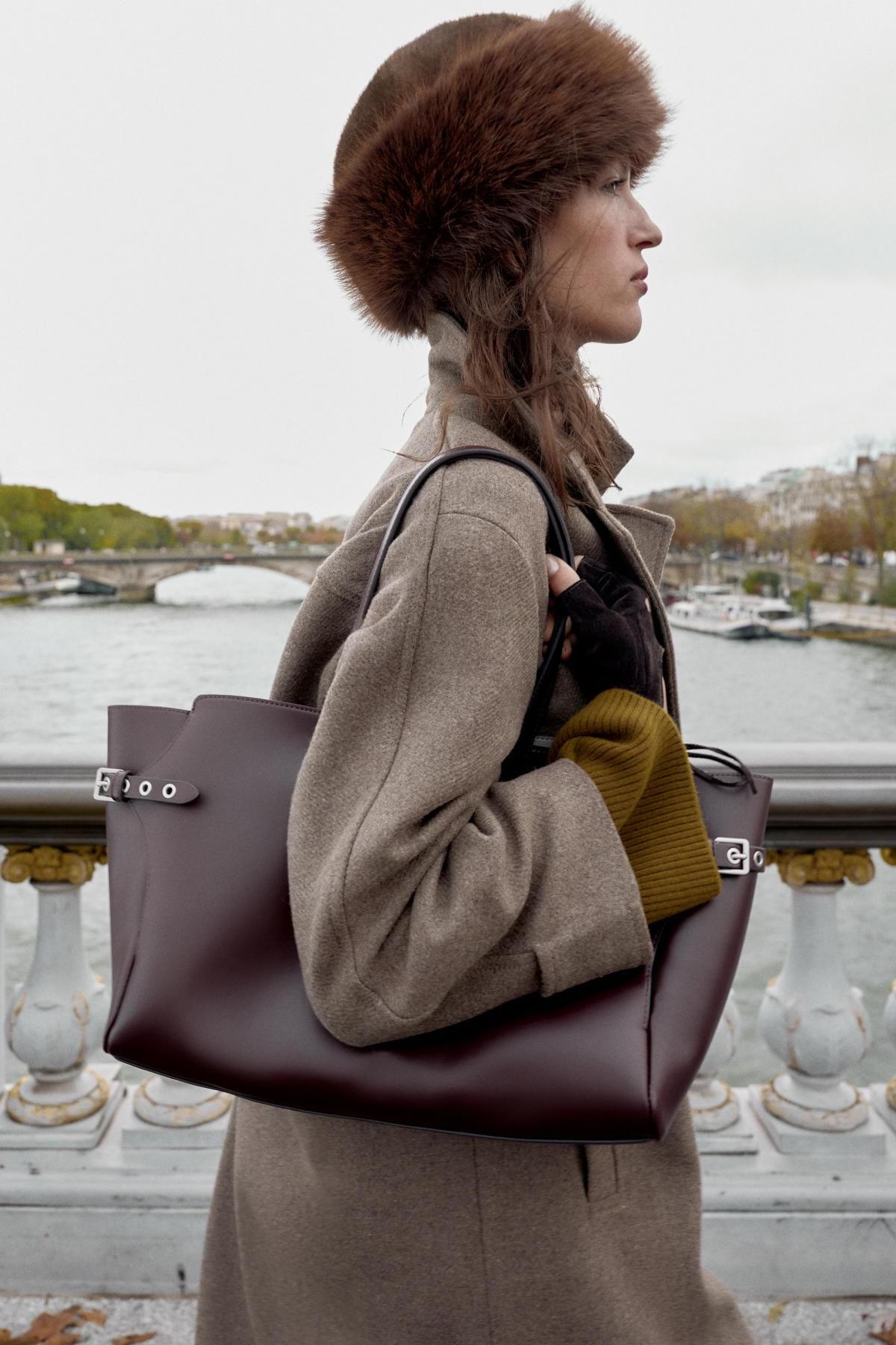 자라 프리미엄 버건디 아일렛 맥시 토트백 6719/610 BURGUNDY RED - 상세 이미지 3