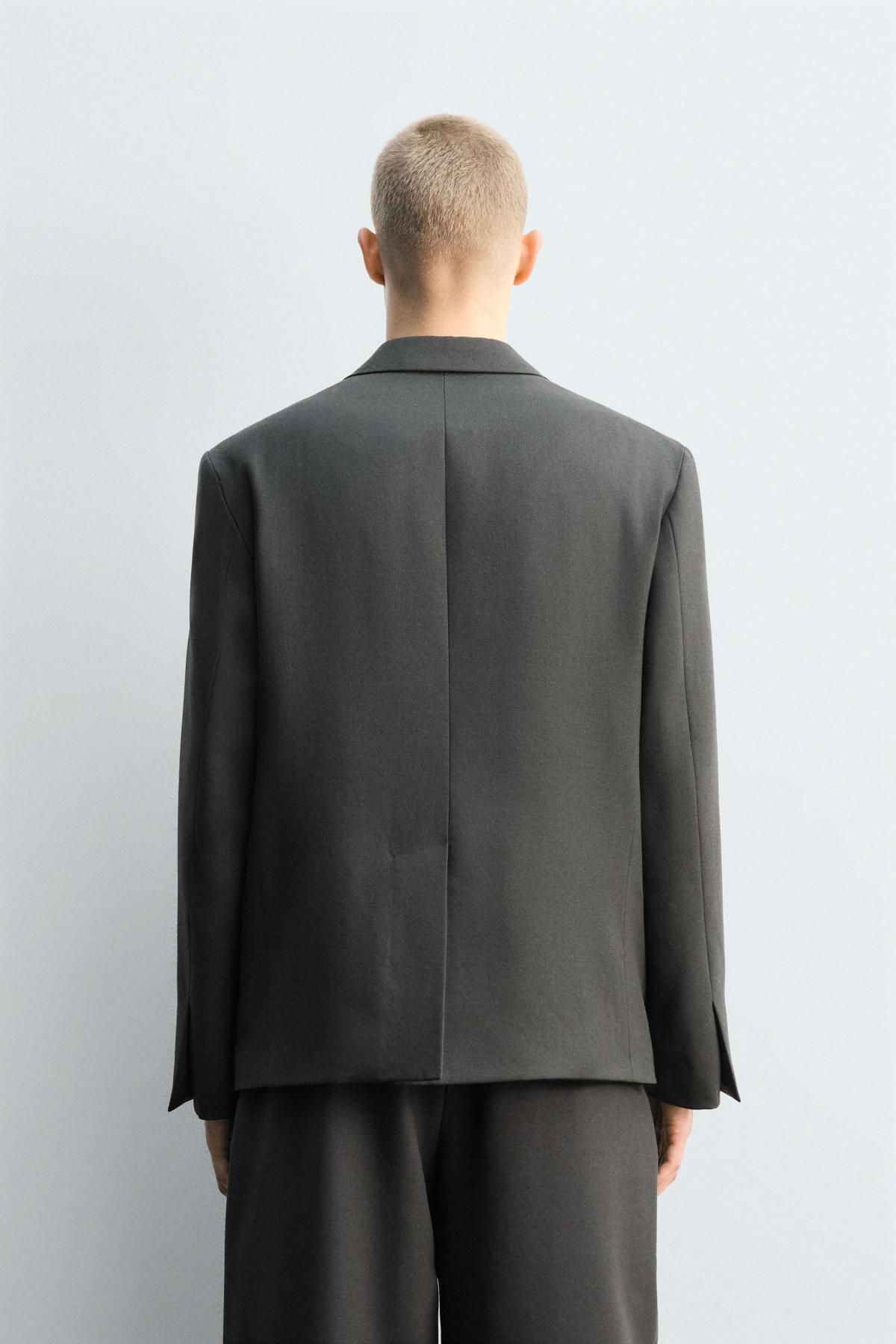 자라 프리미엄 울 더블브레스트 블레이저 6601/581 GREEN / BLUE - 상세 이미지 4