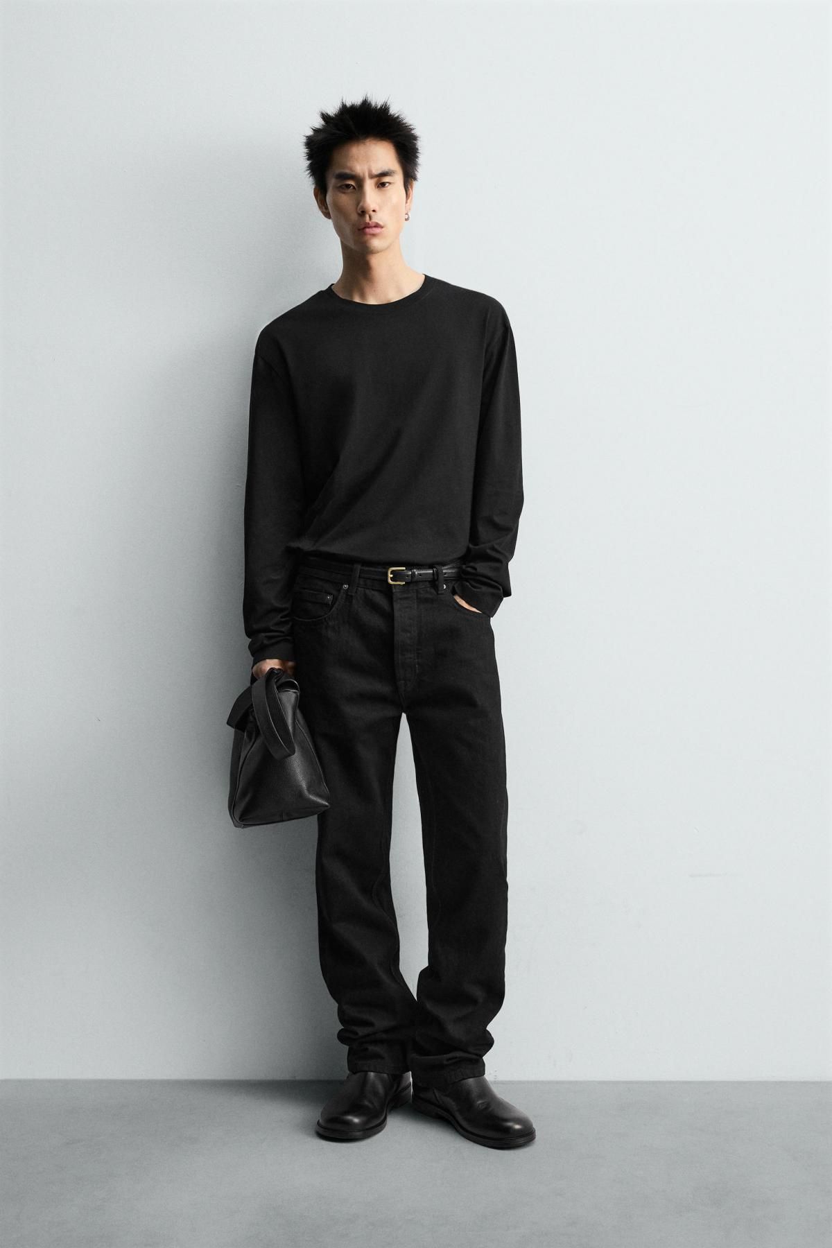 자라 한정판 머서라이즈 블랙 긴팔 티셔츠 4092/362 BLACK - 상세 이미지 2