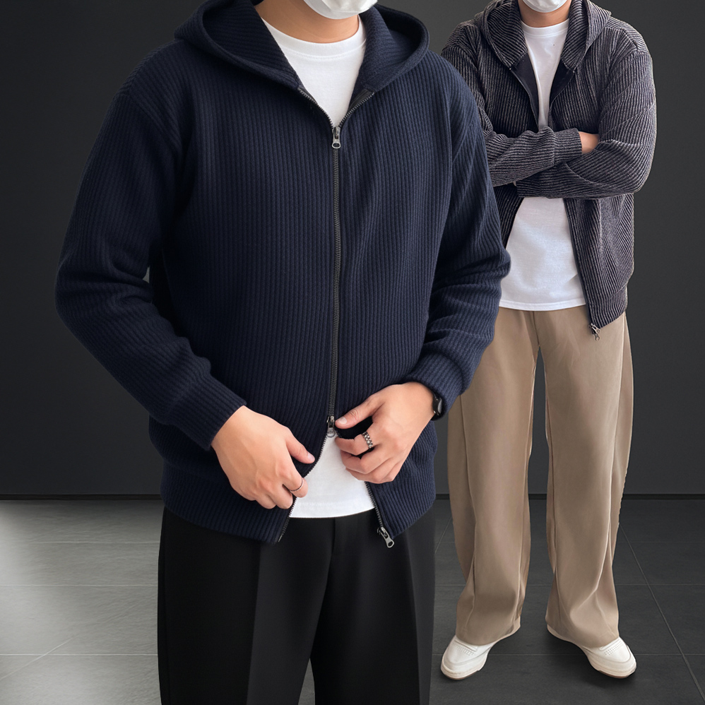 1+1 남자집업가디건 후드 남자오버핏가디건 - 상품 이미지