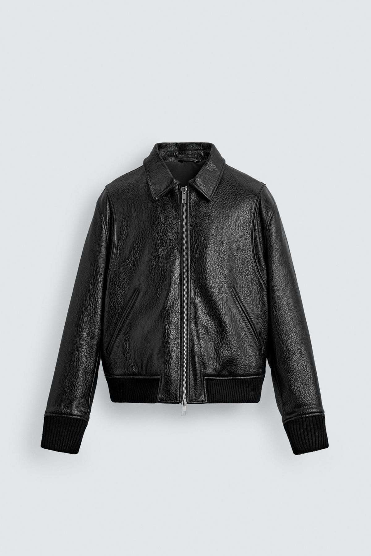 자라 퀼팅 페이크 레더 집업 재킷 3715/709 BLACK - 메인 이미지