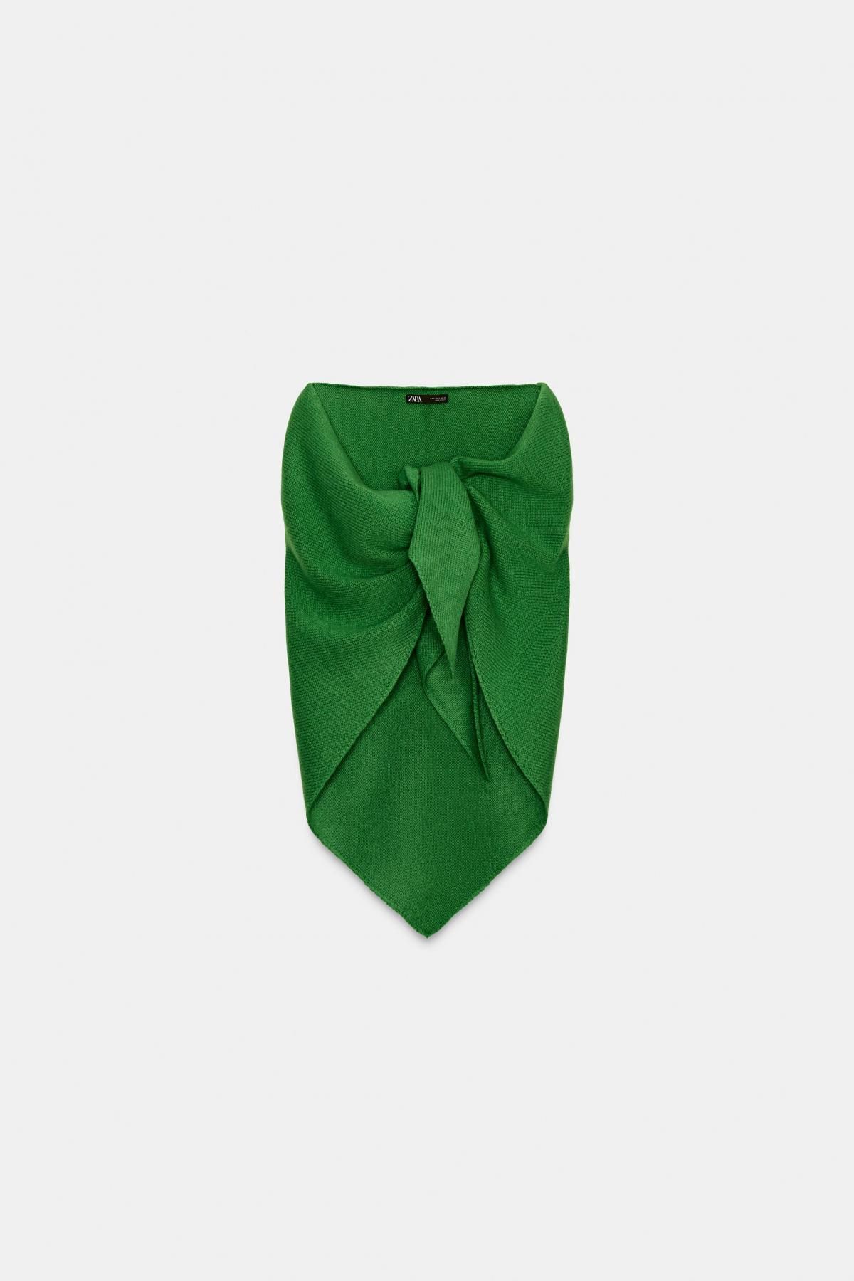 자라 프리미엄 울 삼각 스카프 1758/635 GREEN - 상품 이미지