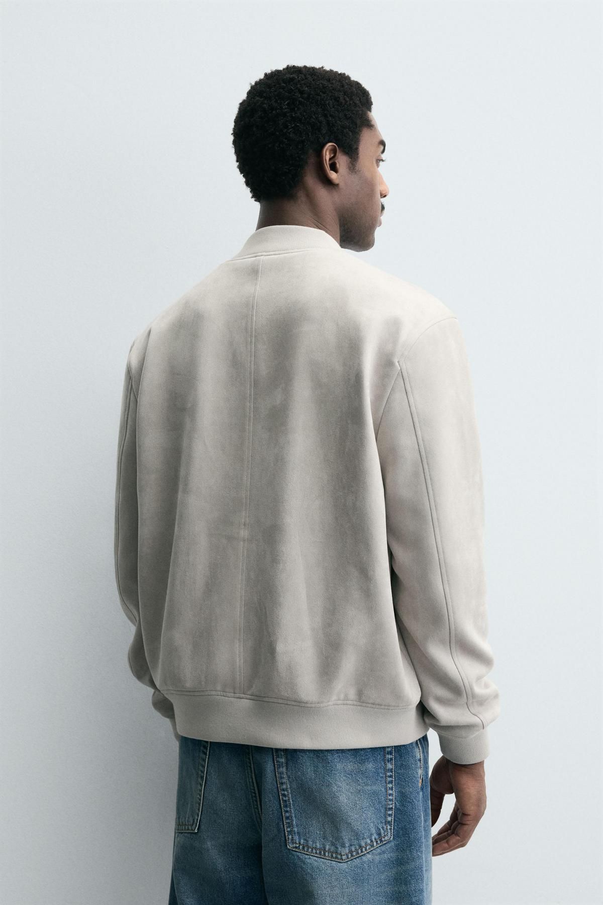 자라 테크니컬 페이크 스웨이드 블루종 재킷 8574/400 PEARL GREY - 상세 이미지 4