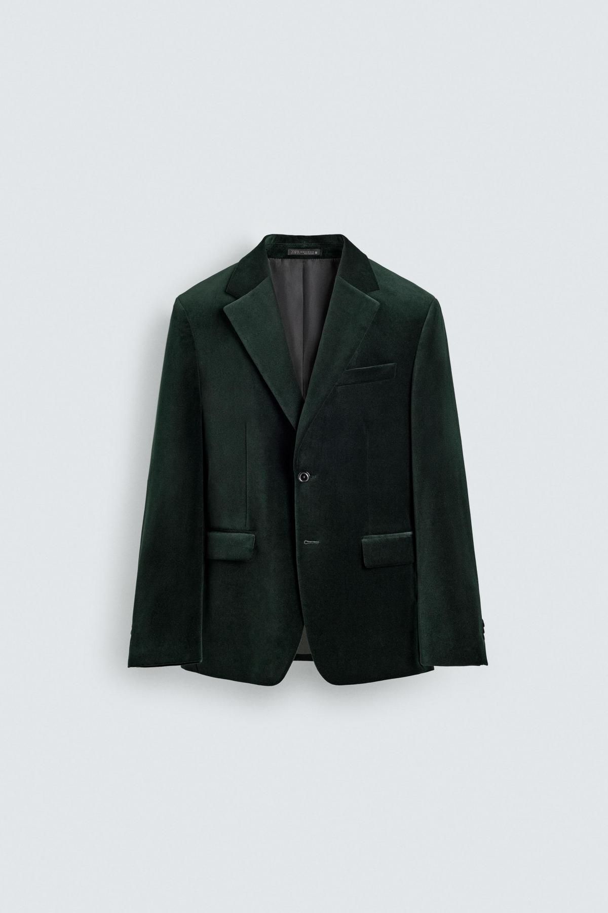 자라 레귤러핏 벨벳 테일러드 재킷 9621/310 BOTTLE GREEN - 상품 이미지