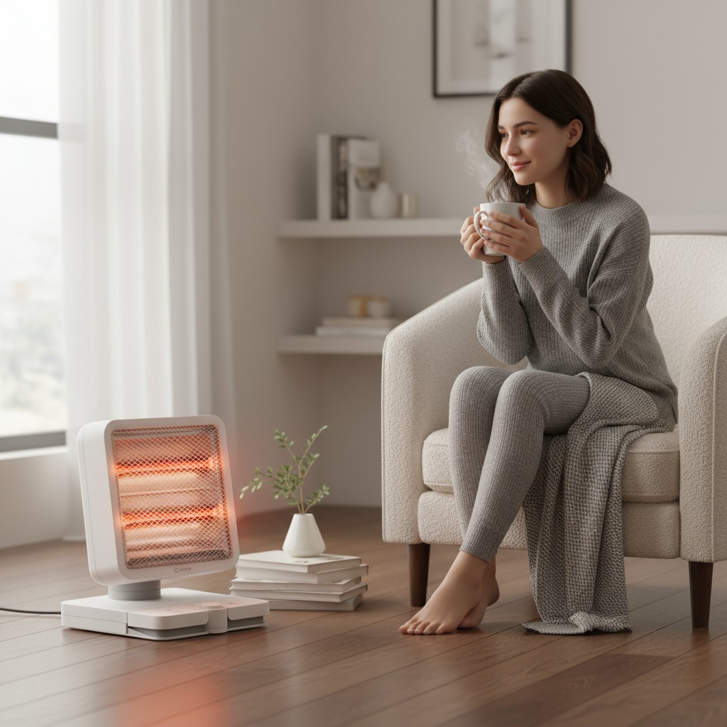 캐로스 미니 전기 온풍기 풋터치 캠핑용 탁상용 사무실 원룸 욕실 난로 PTC 휴대용 난방기