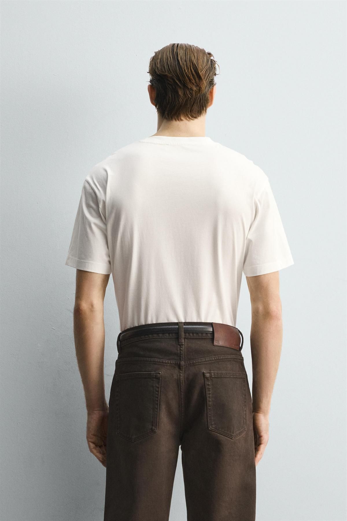 자라 한정판 머서라이즈 코튼 반팔 티셔츠 4092/363 WHITE - 상세 이미지 4