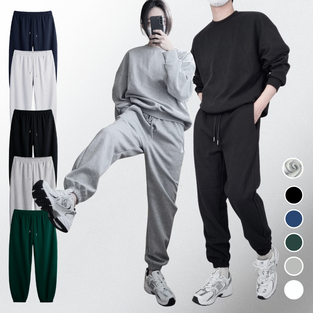양기모 남자 기모 조거팬츠 에센셜 오버핏 회색 밴딩 조거 조커 바지 팬츠 - 상품 이미지