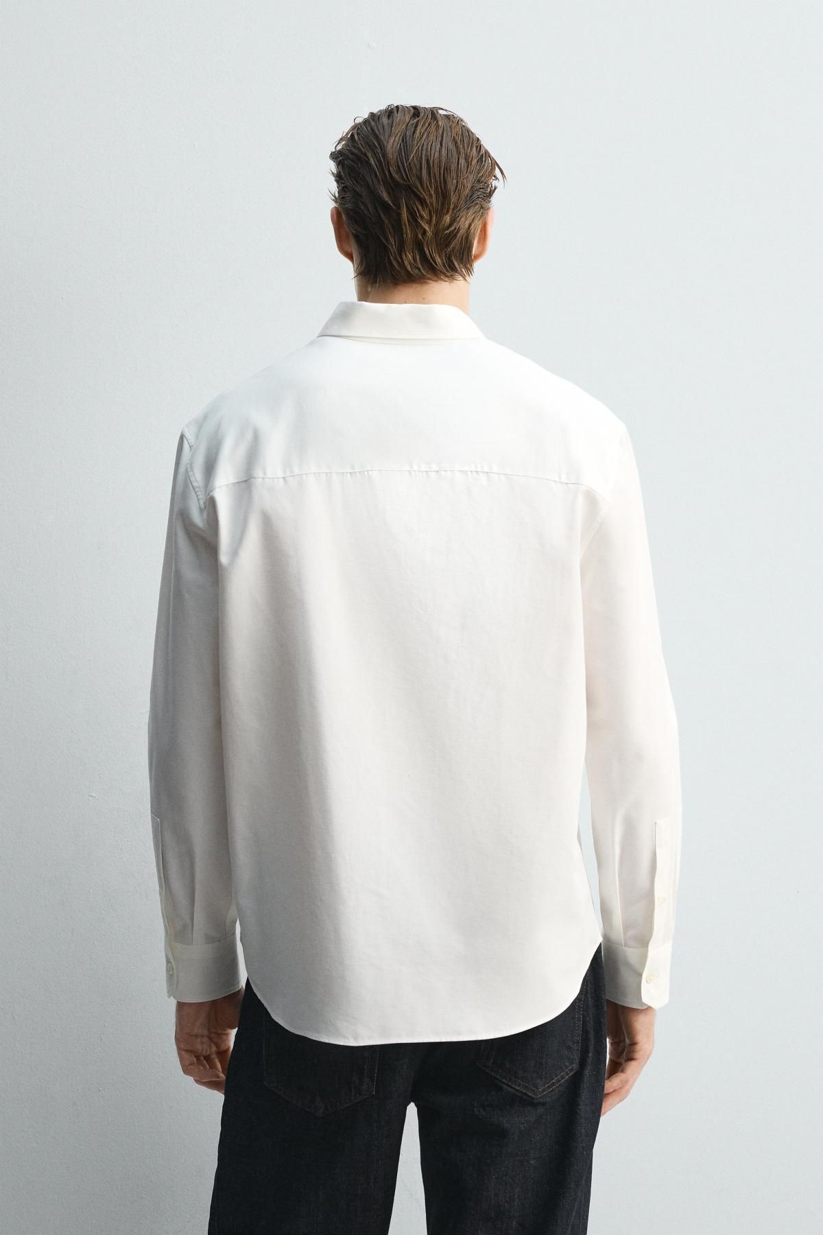 자라 한정판 릴랙스핏 이탈리안 코튼 실크 셔츠 6572/006 WHITE - 상세 이미지 4