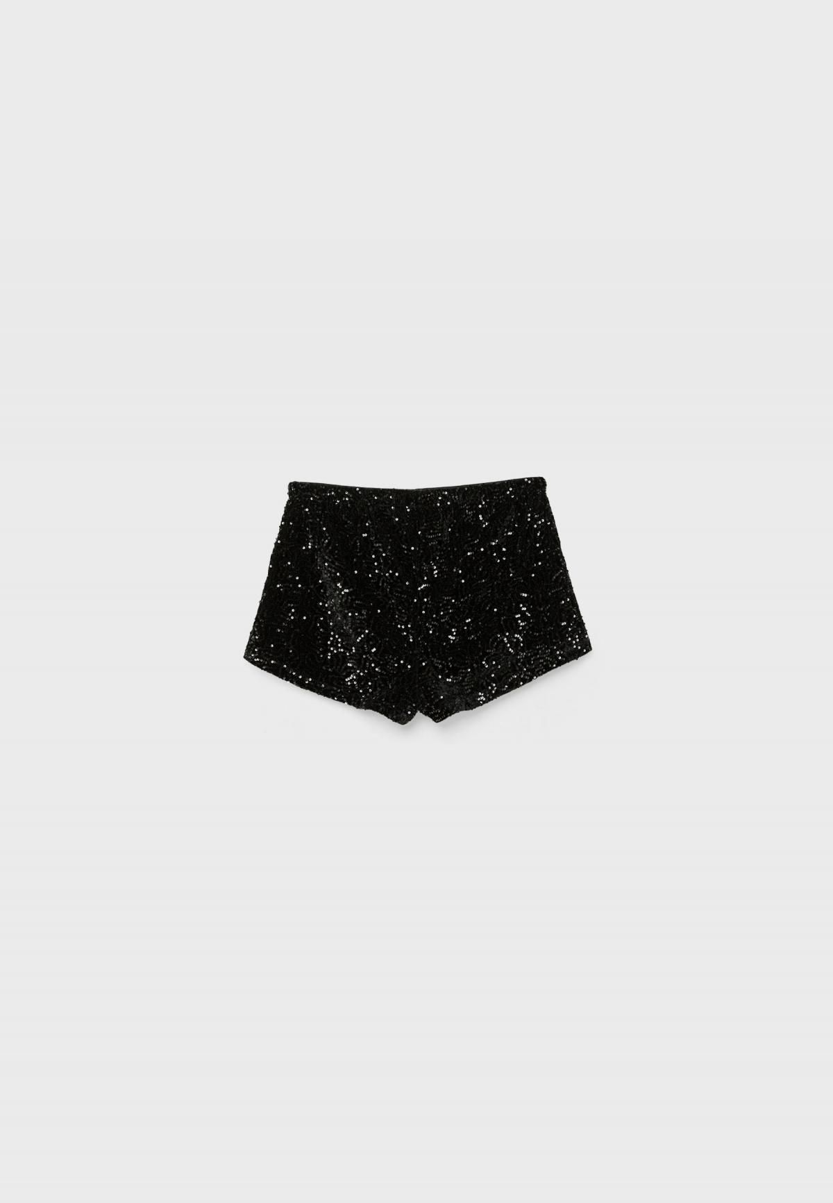 스트라디바리우스 글리터 벨벳 시퀸 미니 쇼츠 4926/436 BLACK - 메인 이미지
