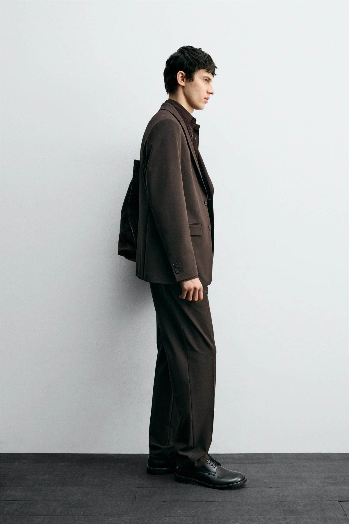 자라 슬림핏 브라운 수트 슬랙스 팬츠 9621/320 BROWN - 상세 이미지 4