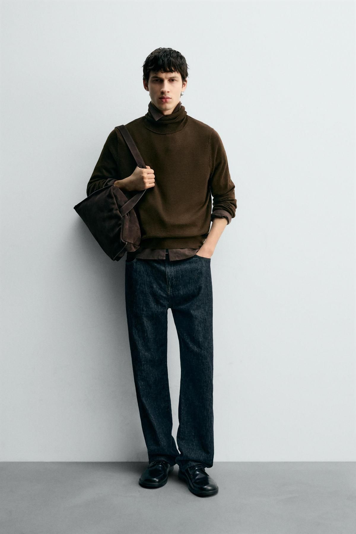 자라 프리미엄 울 터틀넥 브라운 니트 탑 4696/315 BROWN - 상세 이미지 2