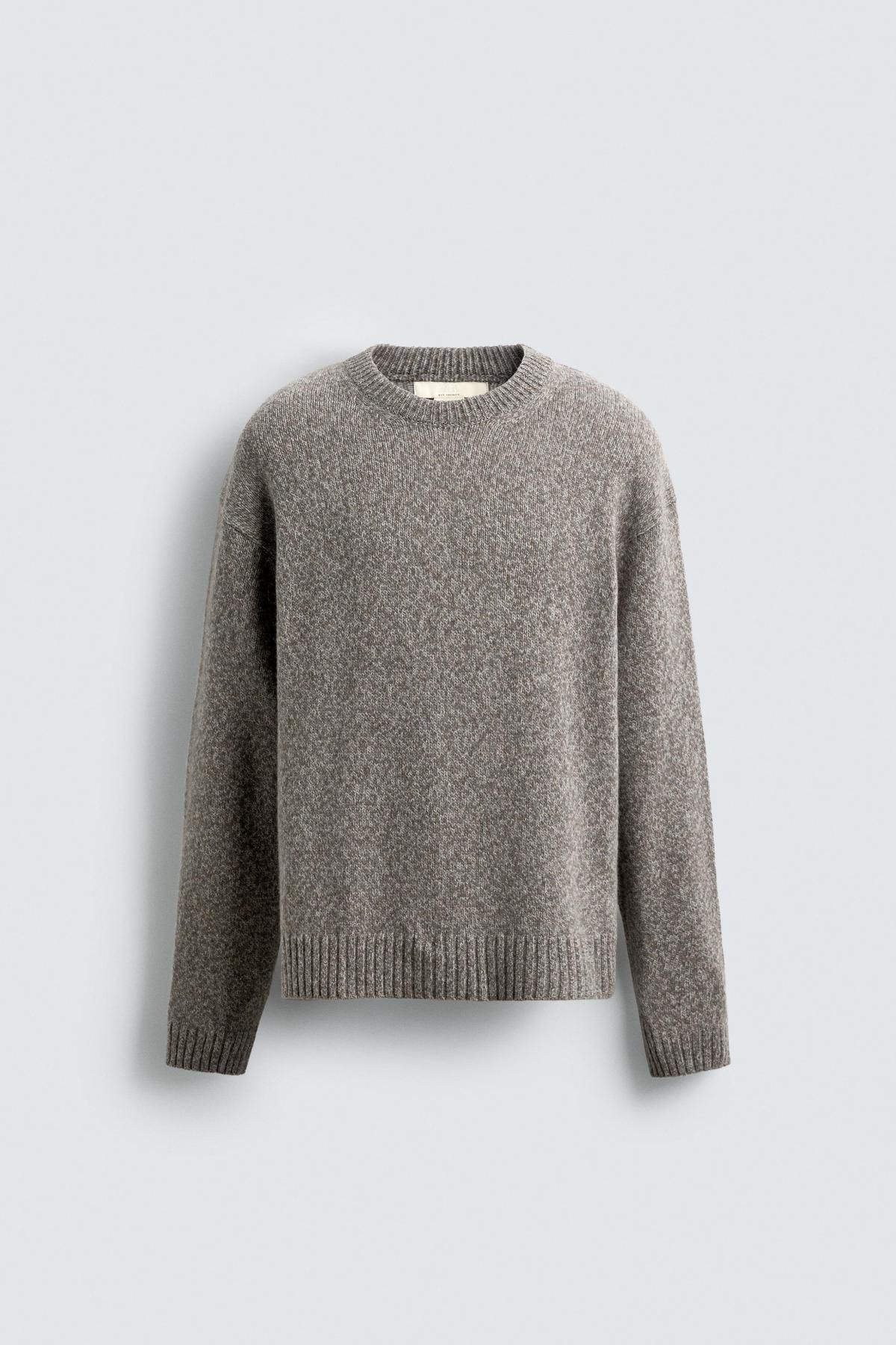 자라 한정판 울 혼방 라운드 니트 스웨터 2129/301 BEIGE MARL - 메인 이미지