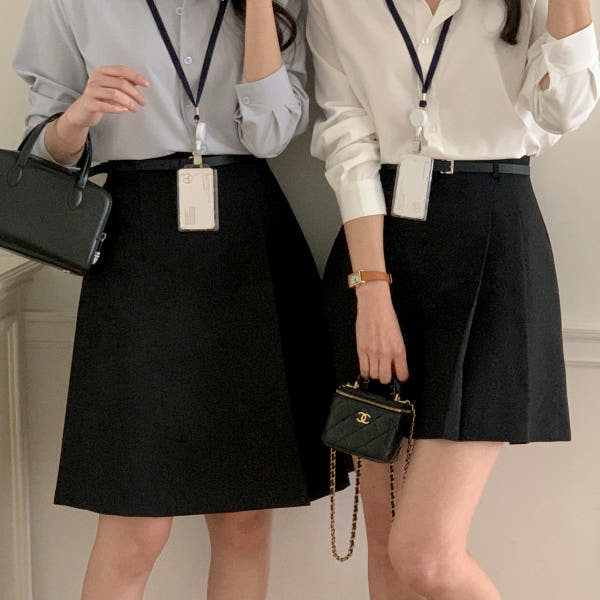 아뜨랑스 베르 사이드 플리츠 A라인 스커트 sk6815