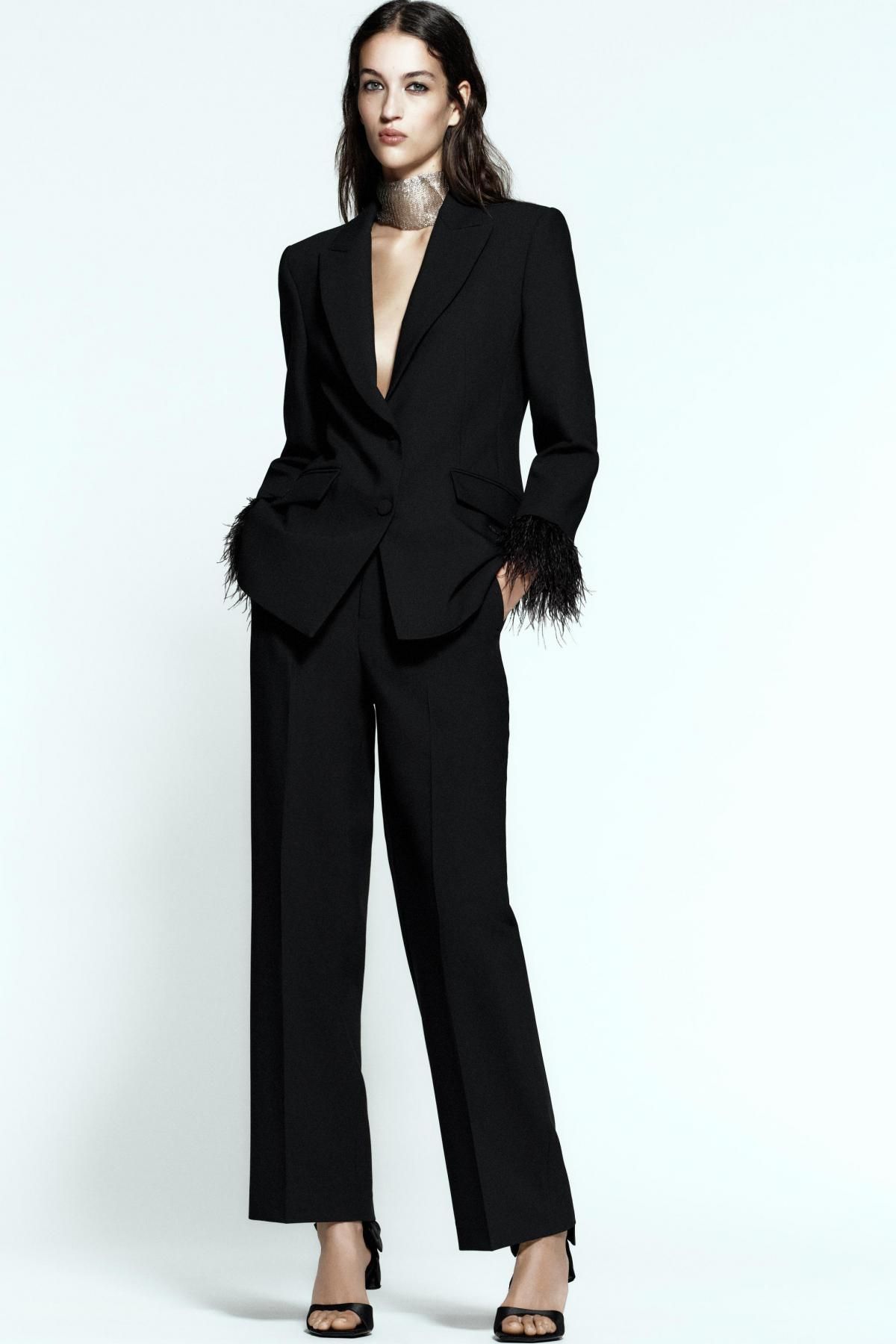 자라 페미닌 페더 테일러드 블랙 블레이저 9339/696 BLACK - 상세 이미지 2
