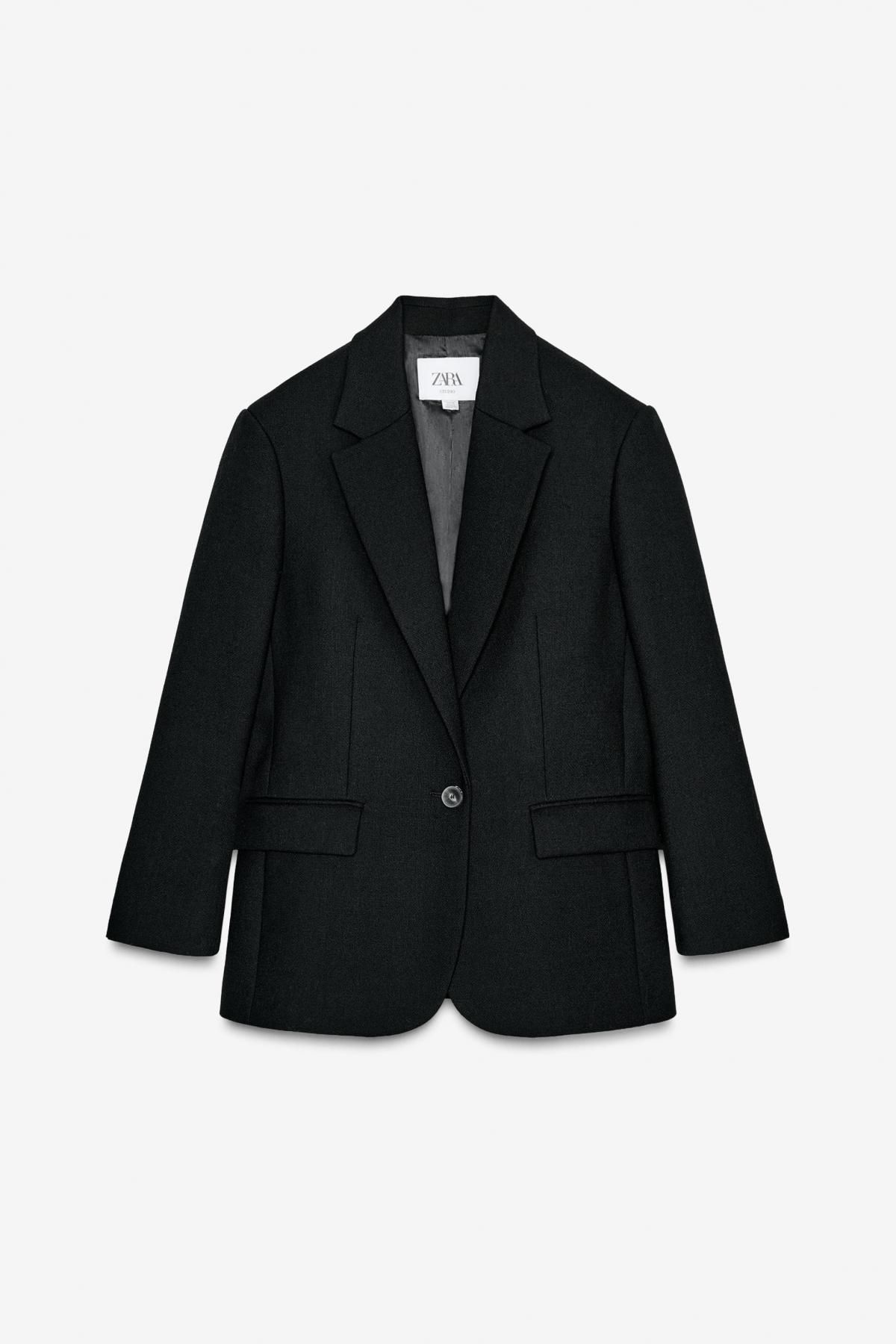 자라 한정판 울 블렌드 테일러드 재킷 9200/872 BLACK - 상품 이미지