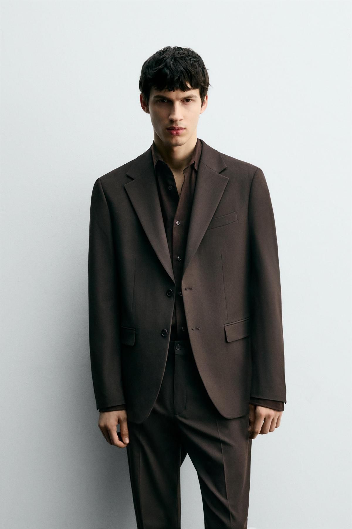 자라 슬림핏 비스코스 테일러드 블레이저 9621/321 BROWN - 상세 이미지 3