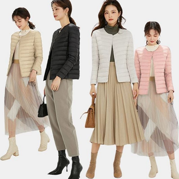 슬림 여성 경량 패딩 투웨이넥 여성 오리털 패딩 간절기 데일리 - 메인 이미지