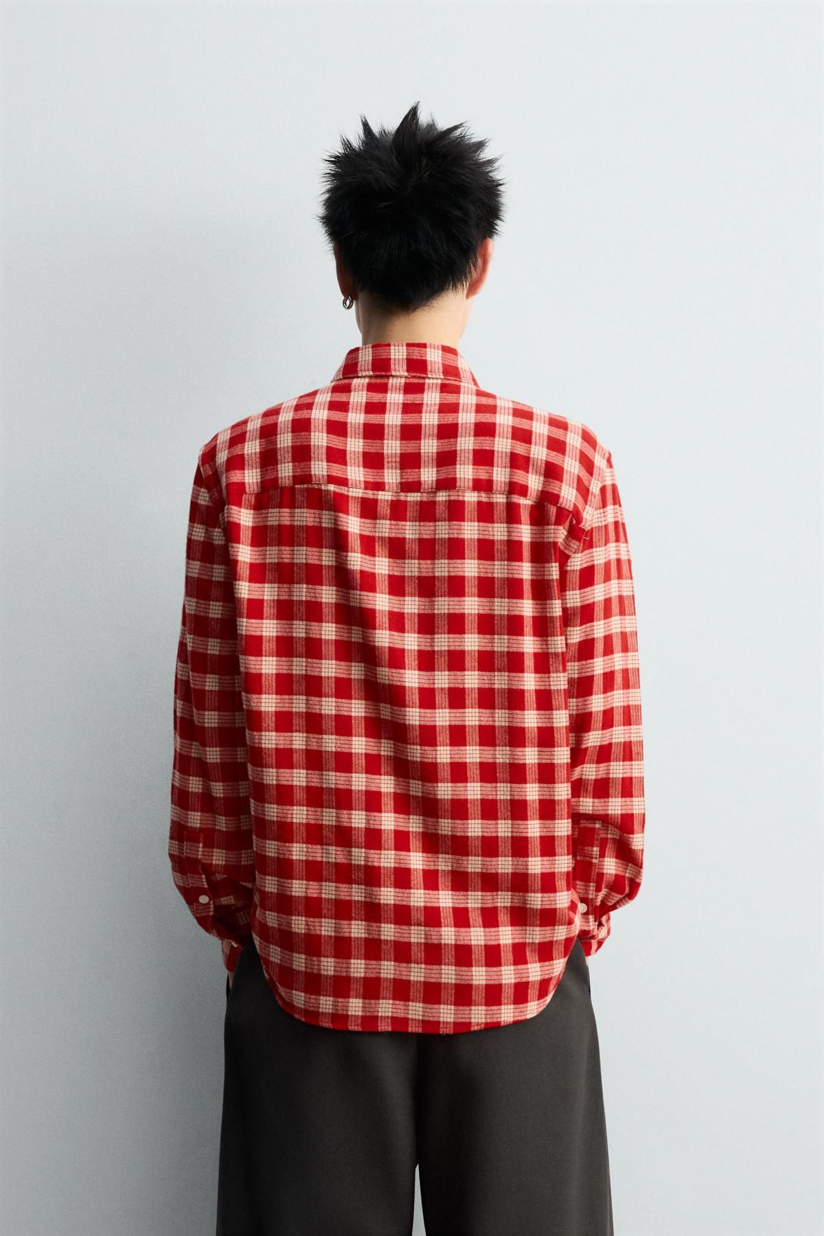 자라 한정판 체크 플란넬 긴팔 셔츠 5679/572 WHITE / RED - 상세 이미지 4