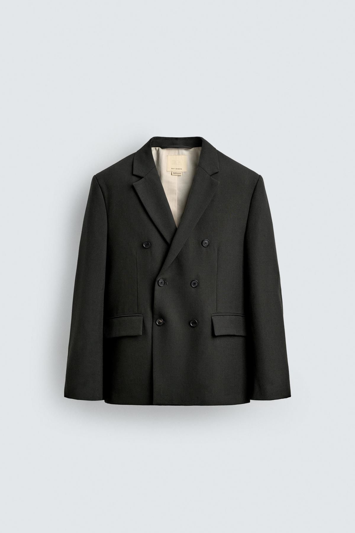 자라 프리미엄 울 더블브레스트 블레이저 6601/581 GREEN / BLUE - 상품 이미지