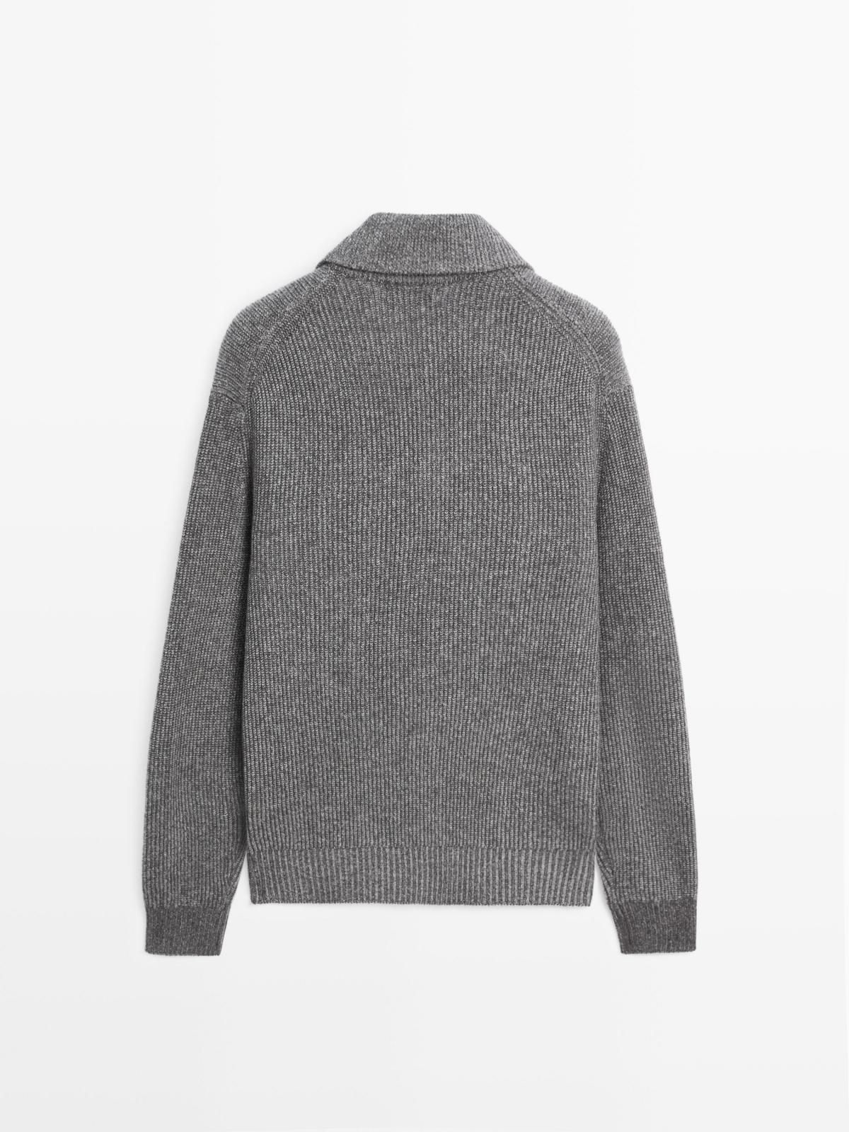 마시모두띠 울블렌드 집업 모크넥 니트 스웨터 그레이 1063/234 MEDIUM GREY 이미지 7