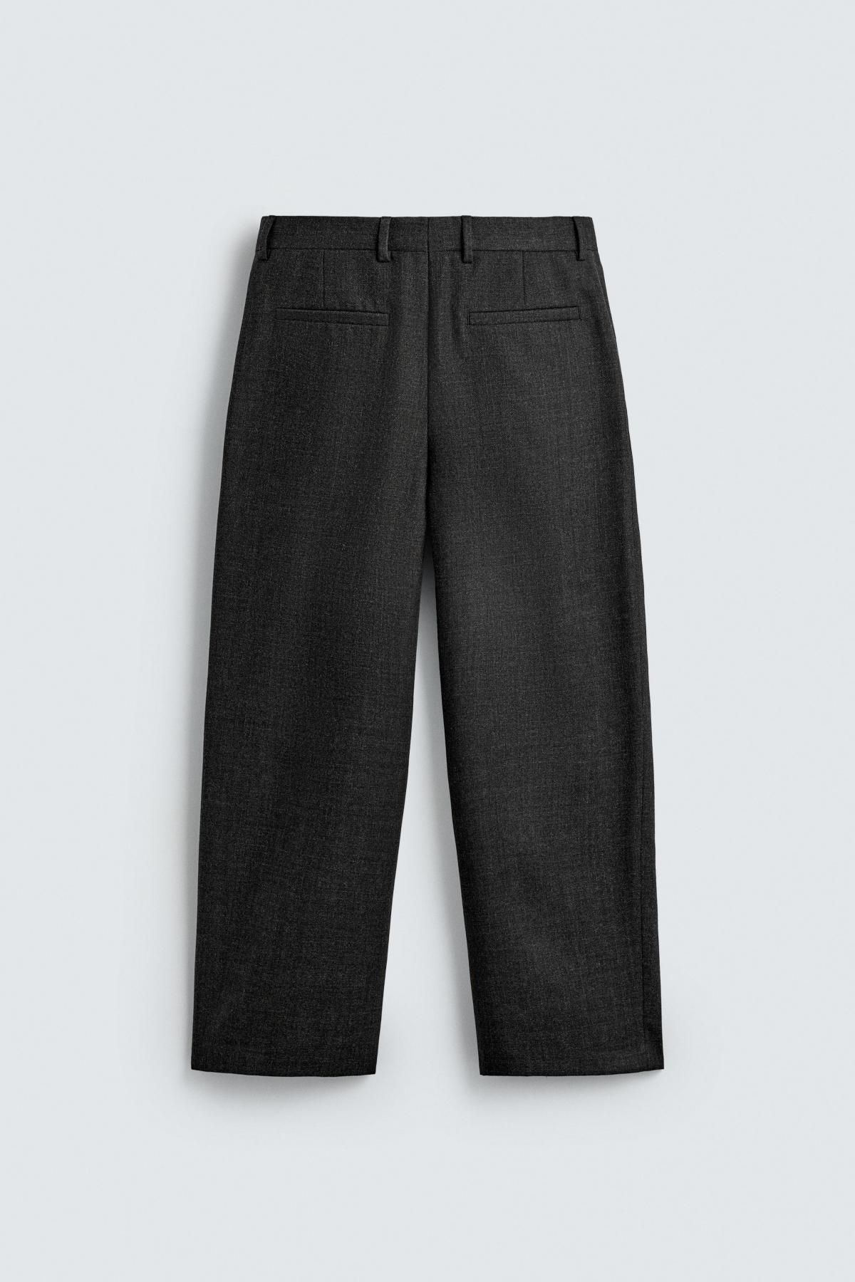 자라 프리미엄 울 플리츠 스트레이트 팬츠 6605/582 ANTHRACITE GREY 이미지 8