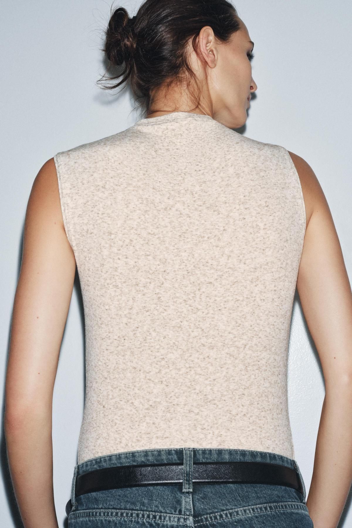 자라 소프트 하이넥 민소매 바디수트 베이지 1198/469 BEIGE MARL - 상세 이미지 4