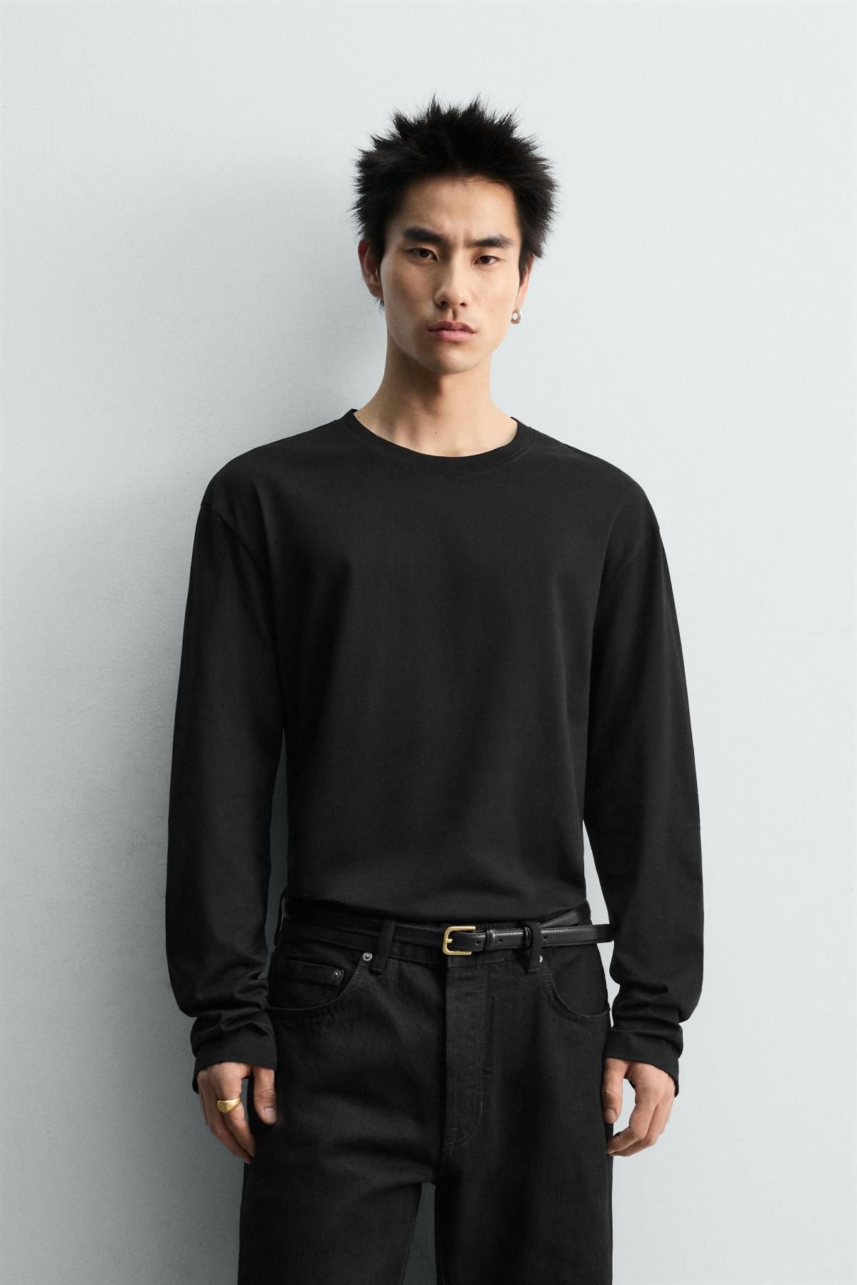 자라 한정판 머서라이즈 블랙 긴팔 티셔츠 4092/362 BLACK - 상세 이미지 3