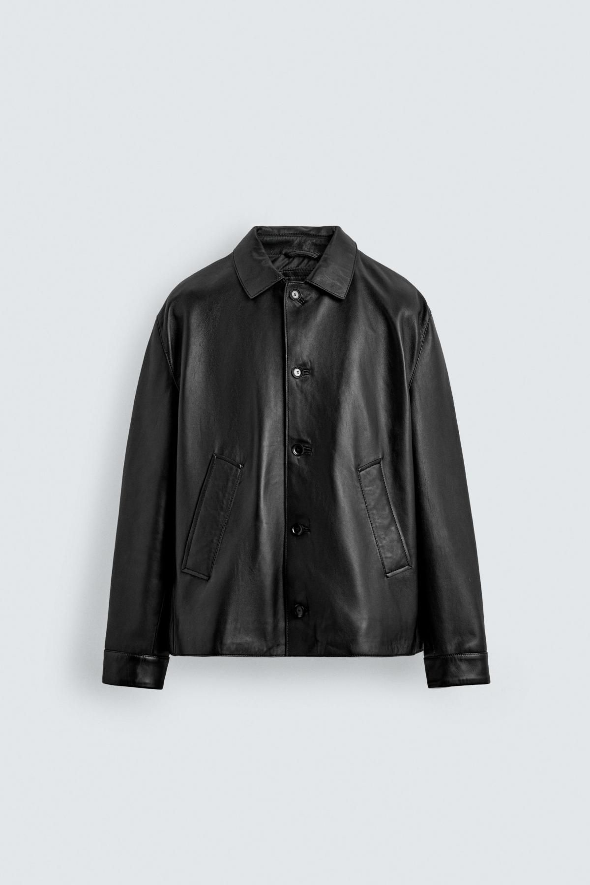 자라 프리미엄 나파 레더 레귤러핏 재킷 5479/350 BLACK - 상품 이미지