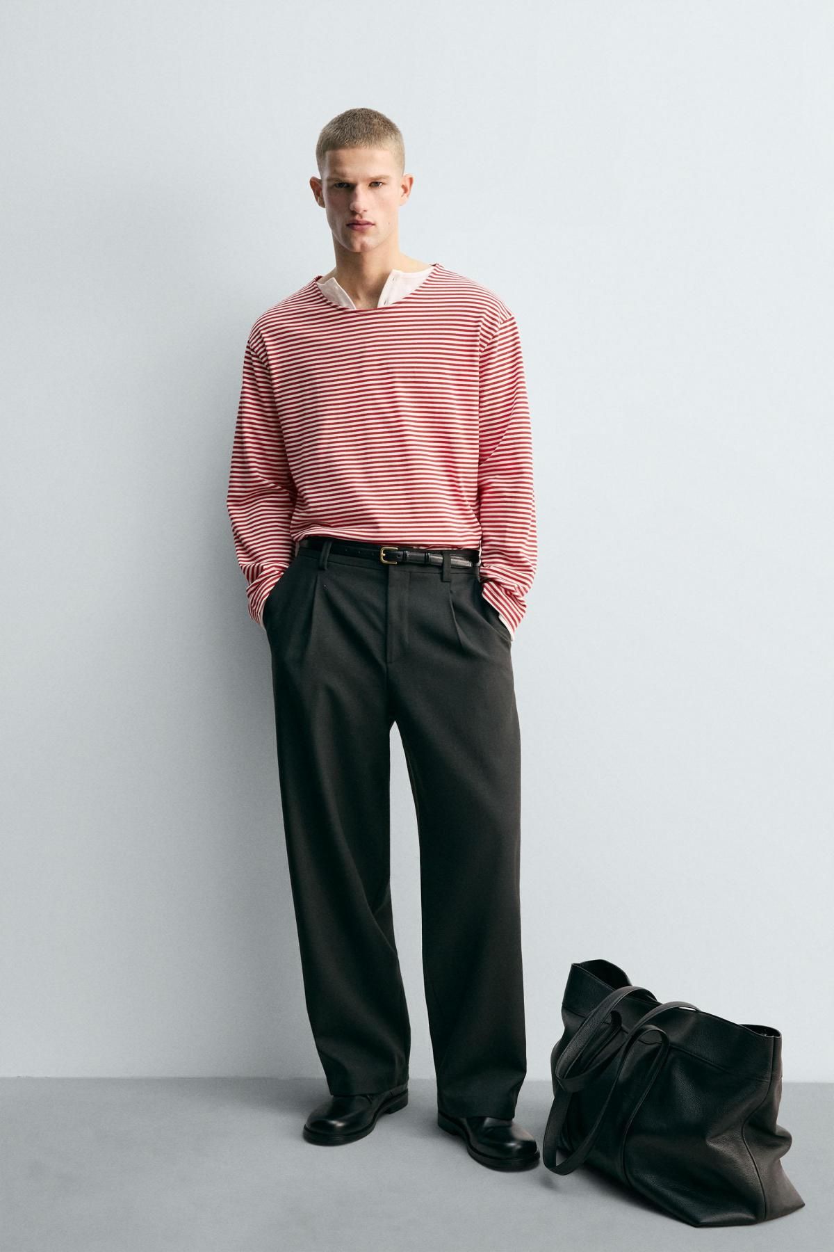 자라 한정판 스트라이프 자카드 긴팔 티셔츠 4087/394 RED / WHITE - 상세 이미지 2