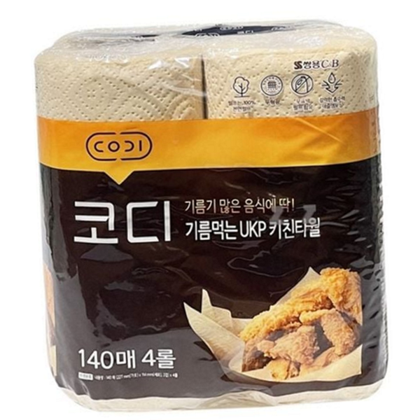 140매 키친 타월 흡수력 주방 타월 페이퍼 무형광 펄프 빠른 - 상품 이미지