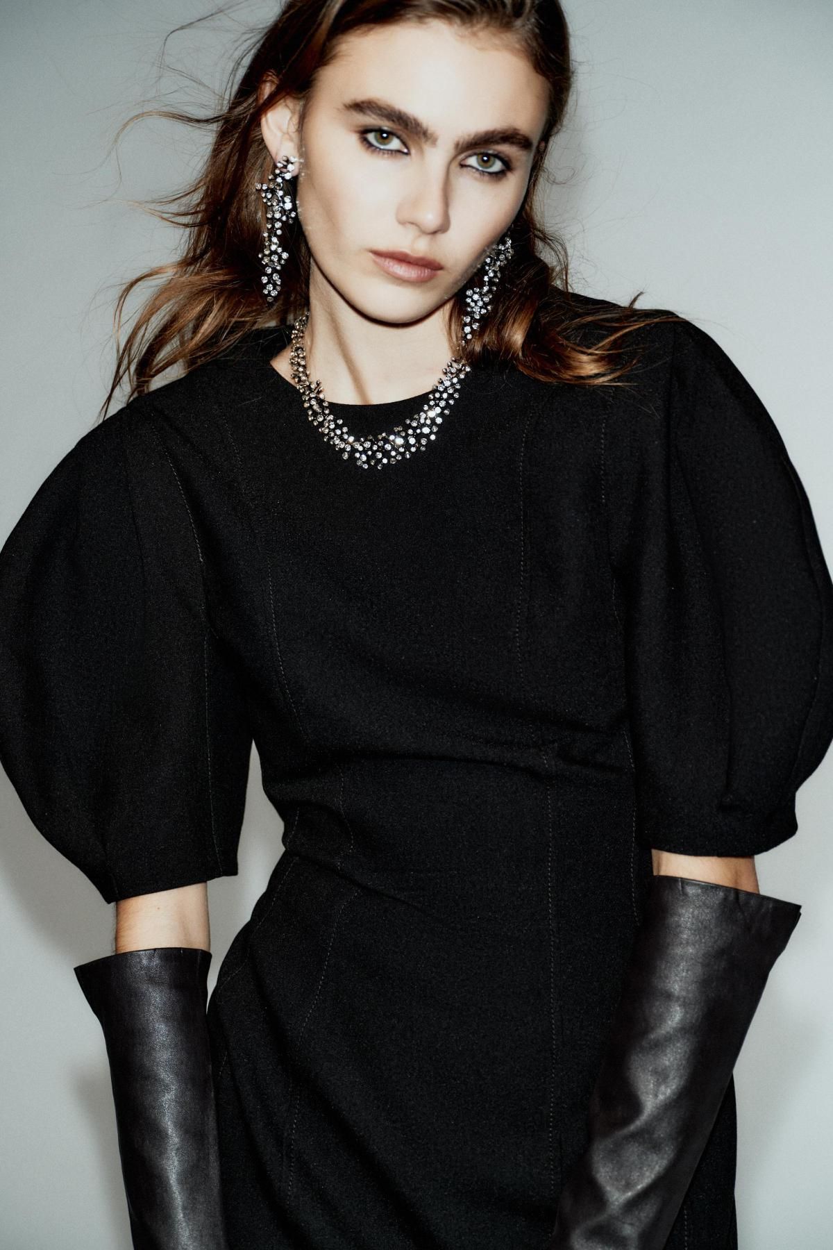 자라 퍼프 소매 블랙 미니 원피스 9782/536 BLACK - 상세 이미지 5