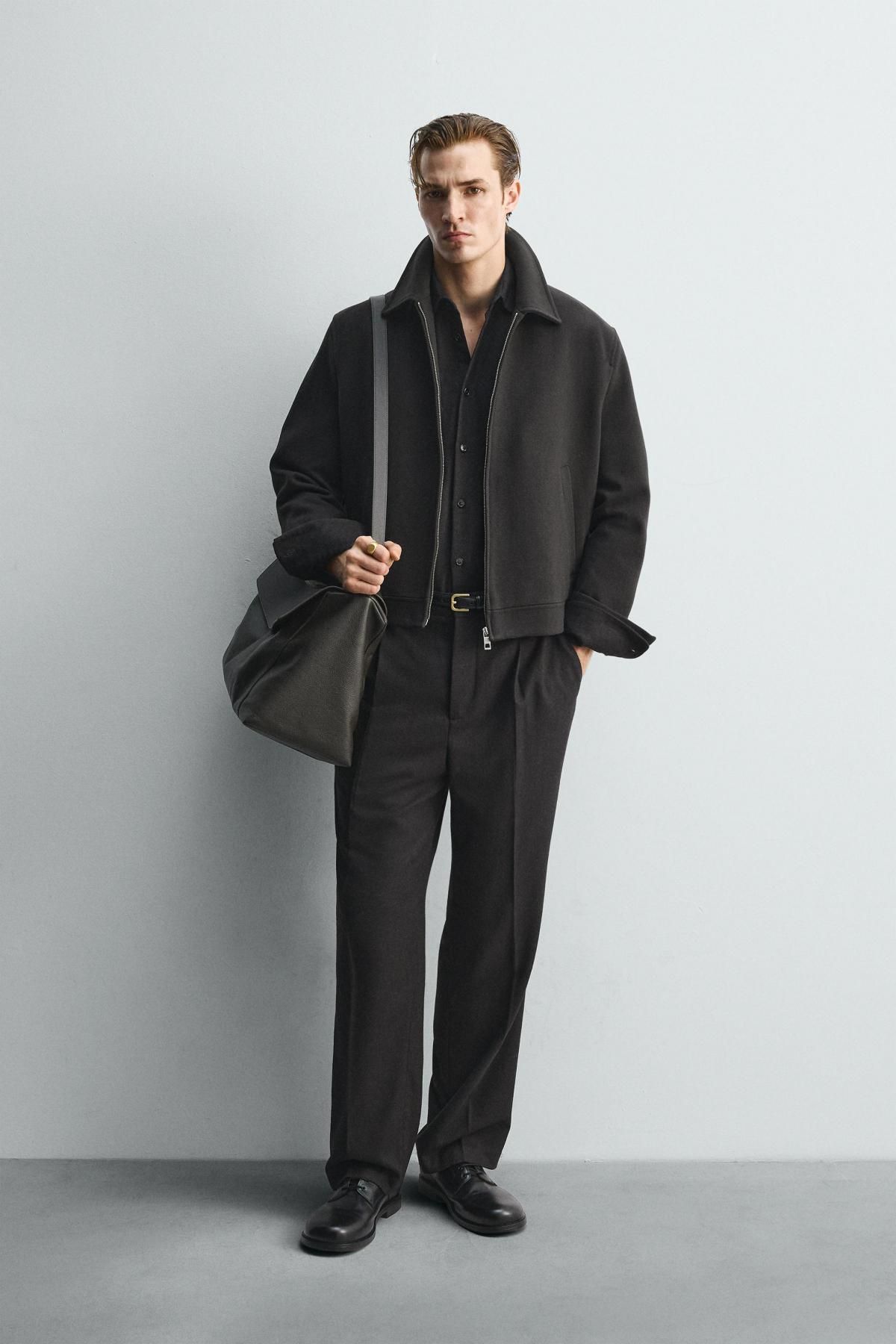 자라 한정판 울 블렌드 크롭 집업 재킷 6599/580 BROWN - 상세 이미지 2