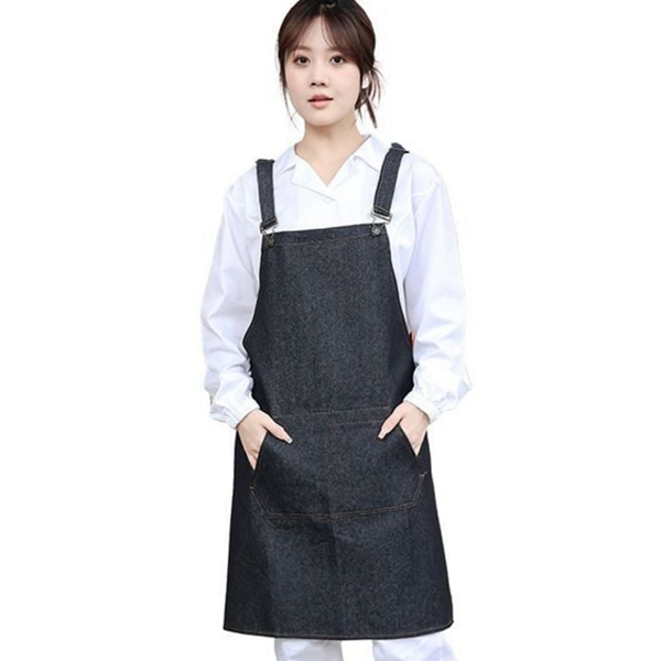 다용도 데님 앞치마 멜빵형 멜빵 앞치마 바리 카페 주방 식당 - 상세 이미지 2