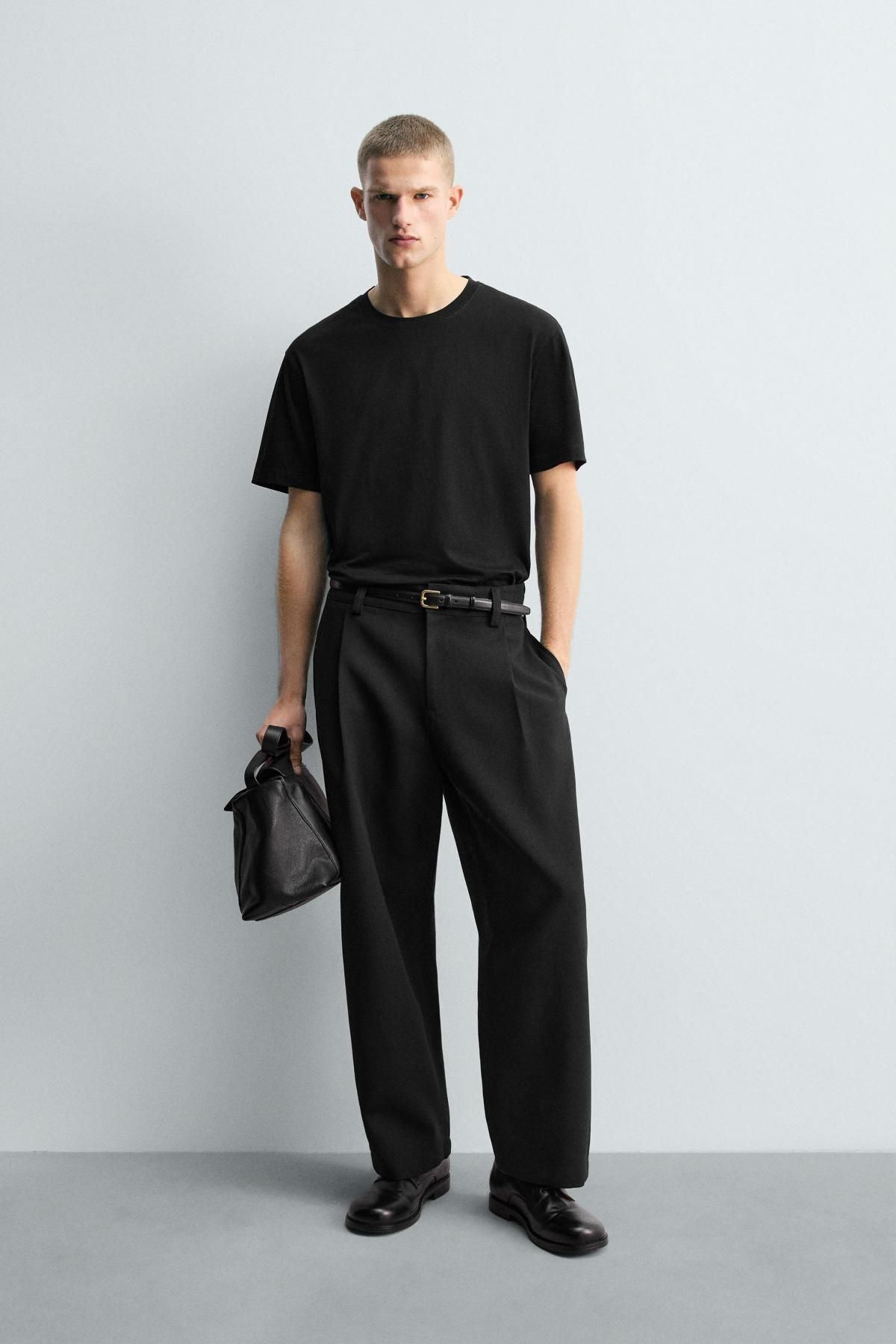 자라 한정판 머서라이즈 블랙 반팔 티셔츠 4092/363 BLACK - 상세 이미지 2