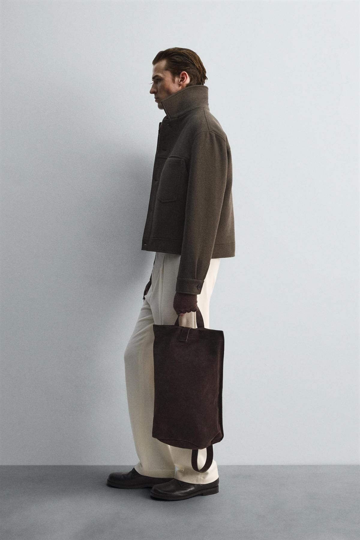 자라 한정판 울 블렌드 크롭 테일러드 재킷 6598/588 DARK KHAKI - 상세 이미지 5