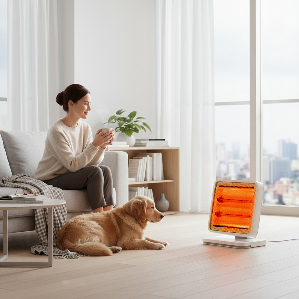 캐로스 미니 전기 온풍기 풋터치 캠핑용 탁상용 사무실 원룸 욕실 난로 PTC 휴대용 난방기