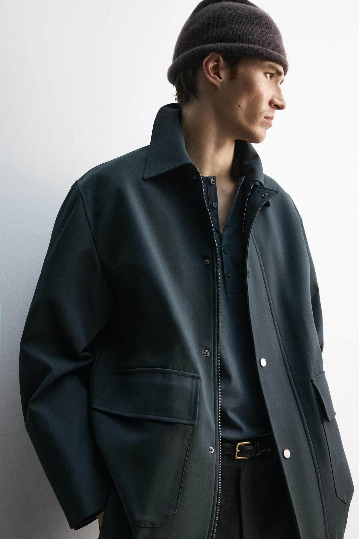 자라 이탈리안 코튼 싱글 코트 한정판 6600/410 BLUE/BLACK 이미지 6