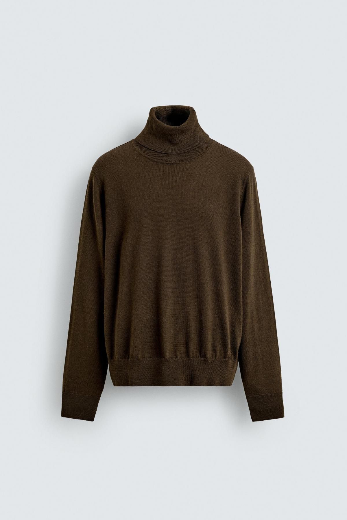 자라 프리미엄 울 터틀넥 브라운 니트 탑 4696/315 BROWN - 메인 이미지
