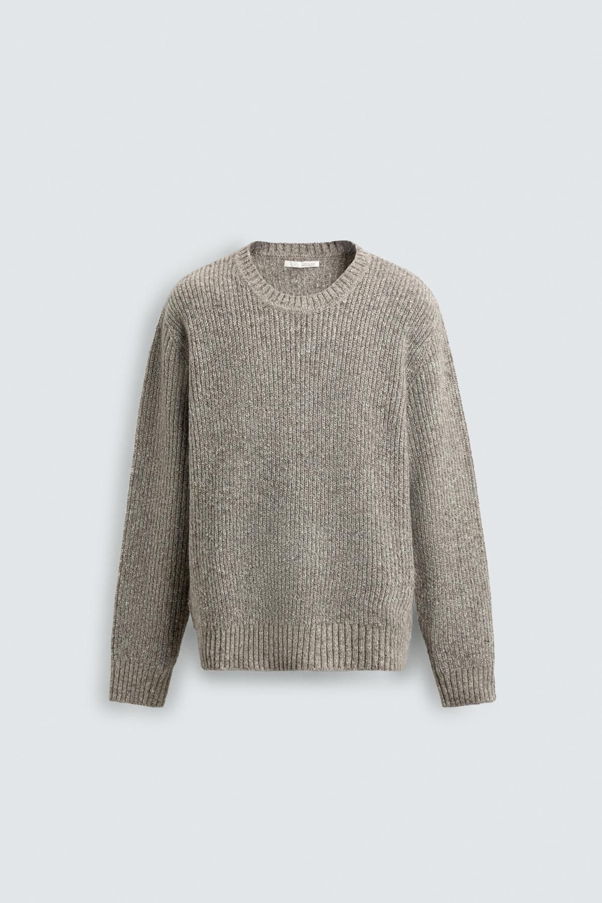 자라 라운드넥 펄 니트 릴랙스핏 스웨터 3284/343 BEIGE MARL - 메인 이미지