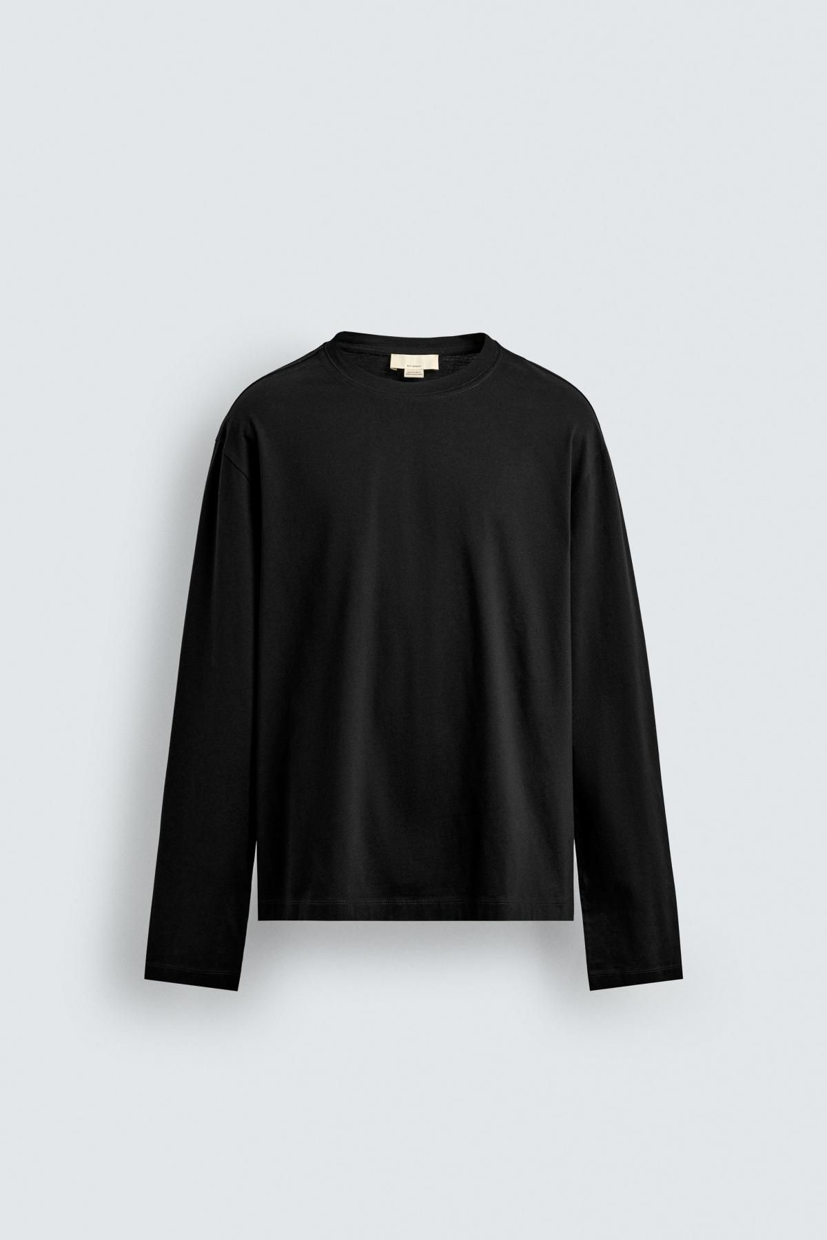 자라 한정판 머서라이즈 블랙 긴팔 티셔츠 4092/362 BLACK - 메인 이미지