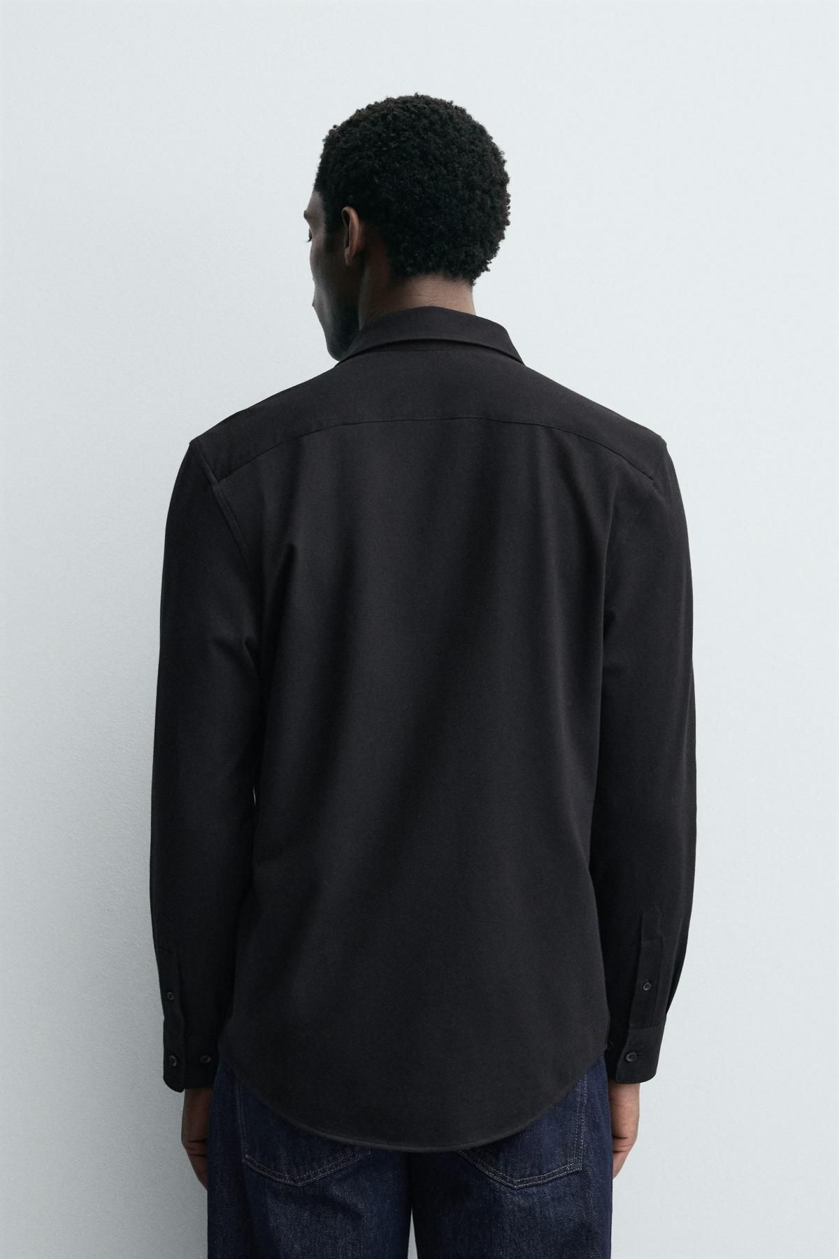 자라 베이직 블랙 레귤러핏 코튼 긴팔 셔츠 4493/144 BLACK - 상세 이미지 4