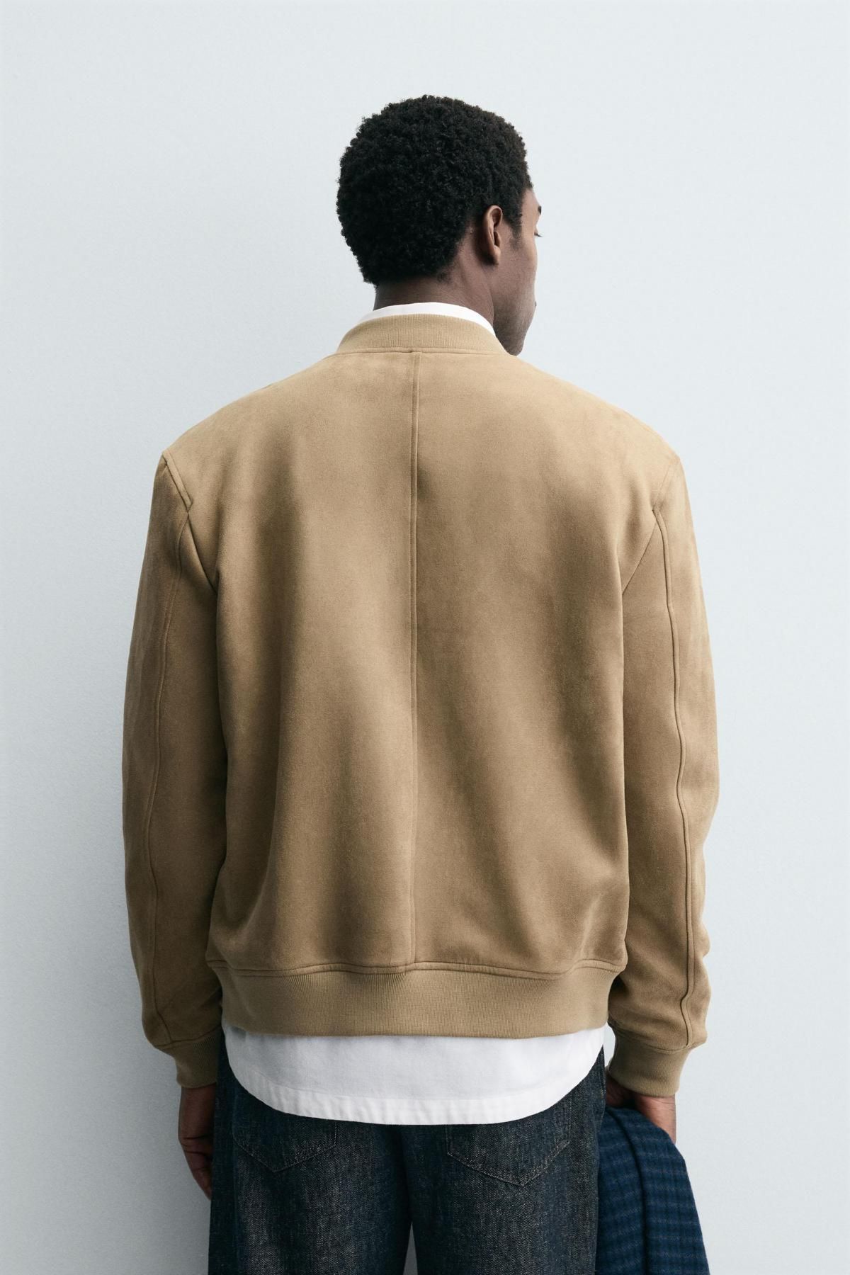 자라 테크니컬 페이크 스웨이드 봄버 재킷 8574/400 BEIGE - 상세 이미지 4