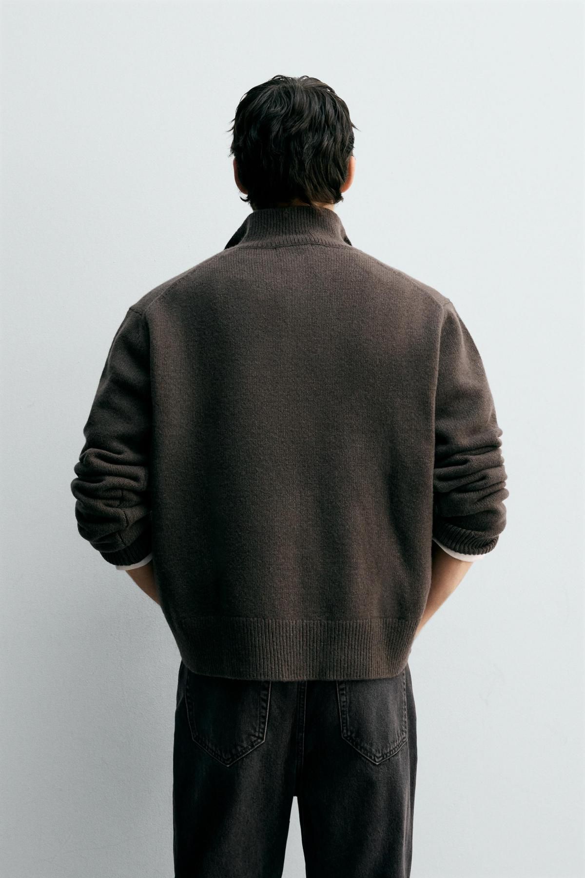 자라 프리미엄 울 하프집업 니트 스웨터 2893/339 ANTHRACITE GREY - 상세 이미지 4