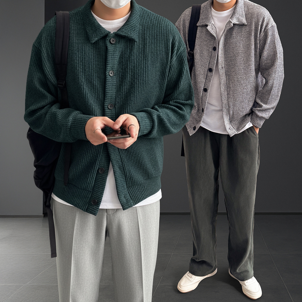 남자오버핏가디건 남자니트가디건 가을 - 상품 이미지