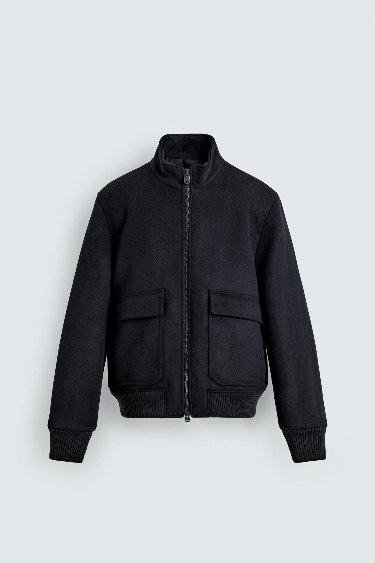 자라 울 캐시미어 블렌드 퀼팅 집업 재킷 2949/311 NAVY BLUE - 메인 이미지
