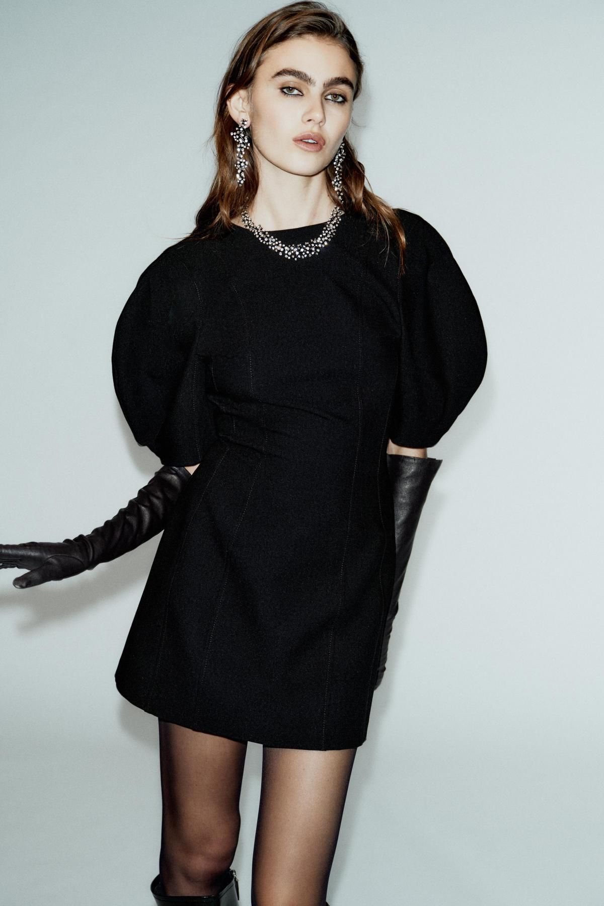 자라 퍼프 소매 블랙 미니 원피스 9782/536 BLACK - 상세 이미지 3