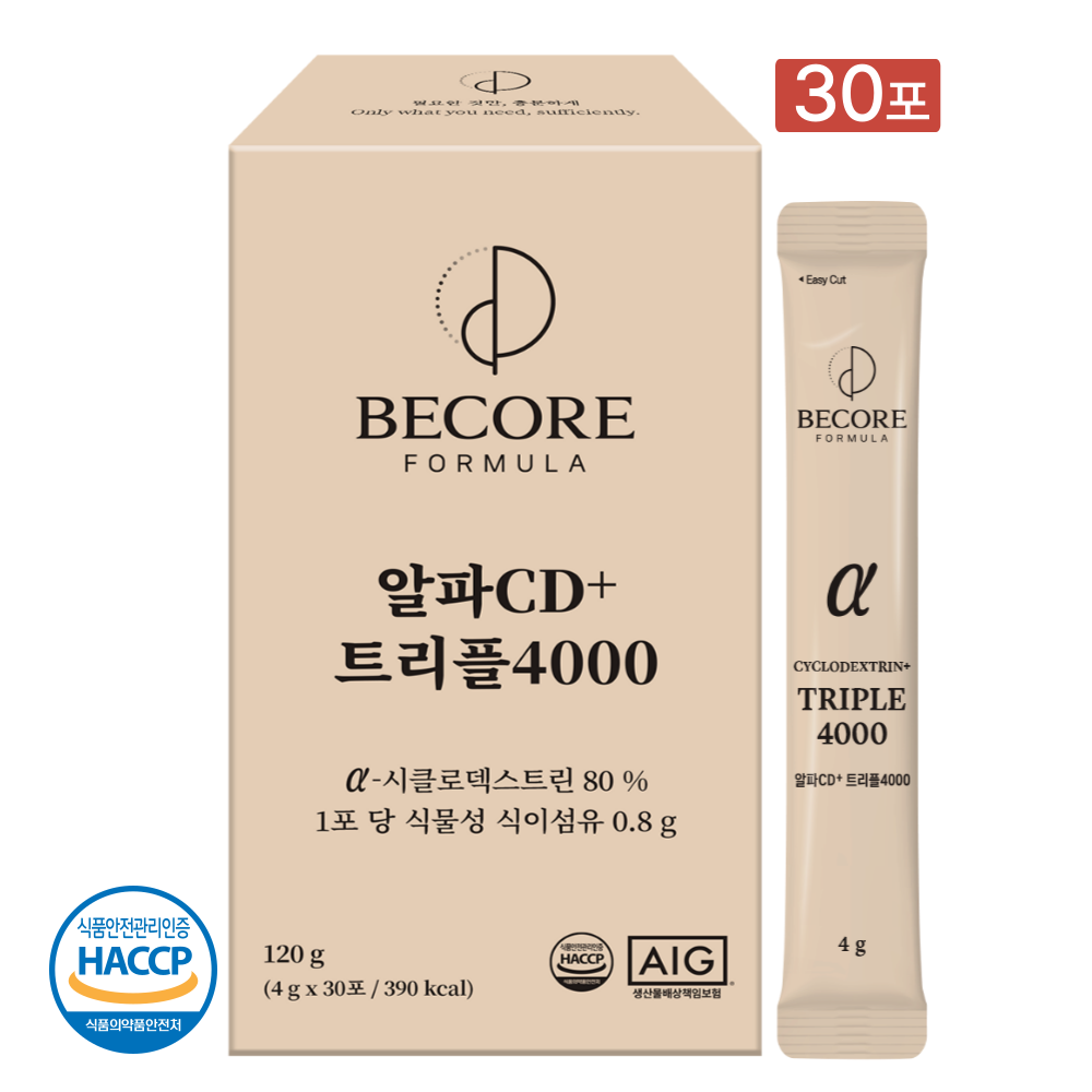 고함량 알파CD분말4000무부형제 알파시클로덱스트린 알파시디 비코어포뮬러 30포, 1개 - 상품 이미지