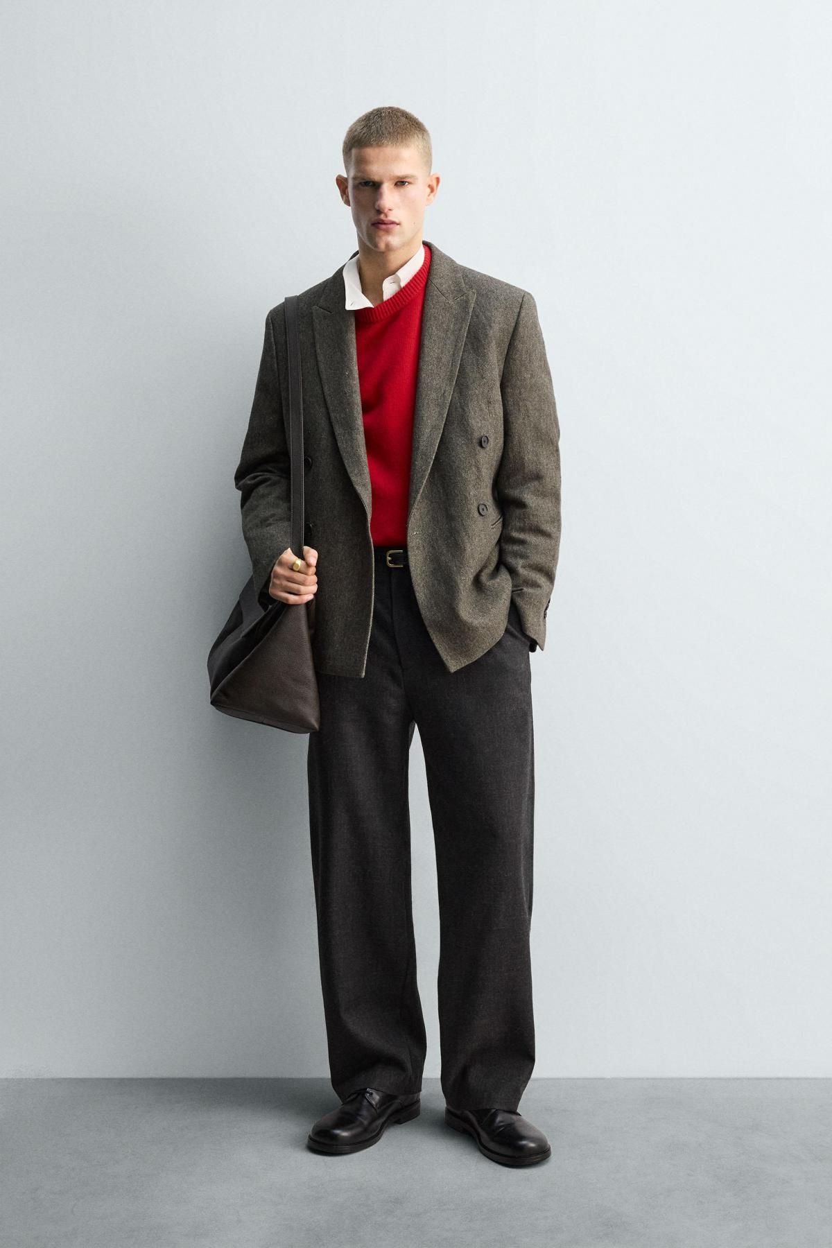 자라 프리미엄 울 플리츠 스트레이트 팬츠 6605/582 ANTHRACITE GREY - 상세 이미지 2
